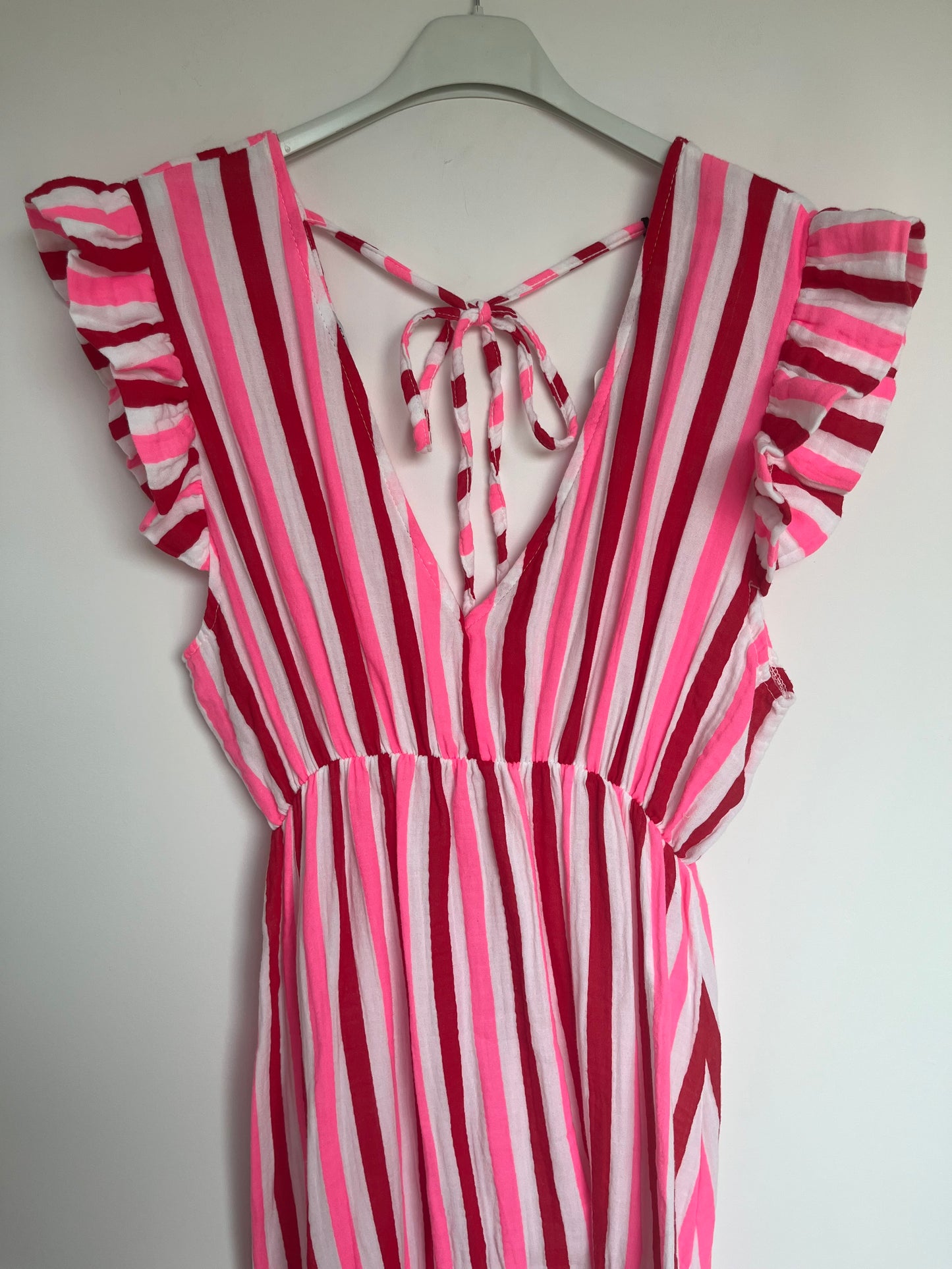Musselin Kleid "Lena" (Streifen - pink-rot)