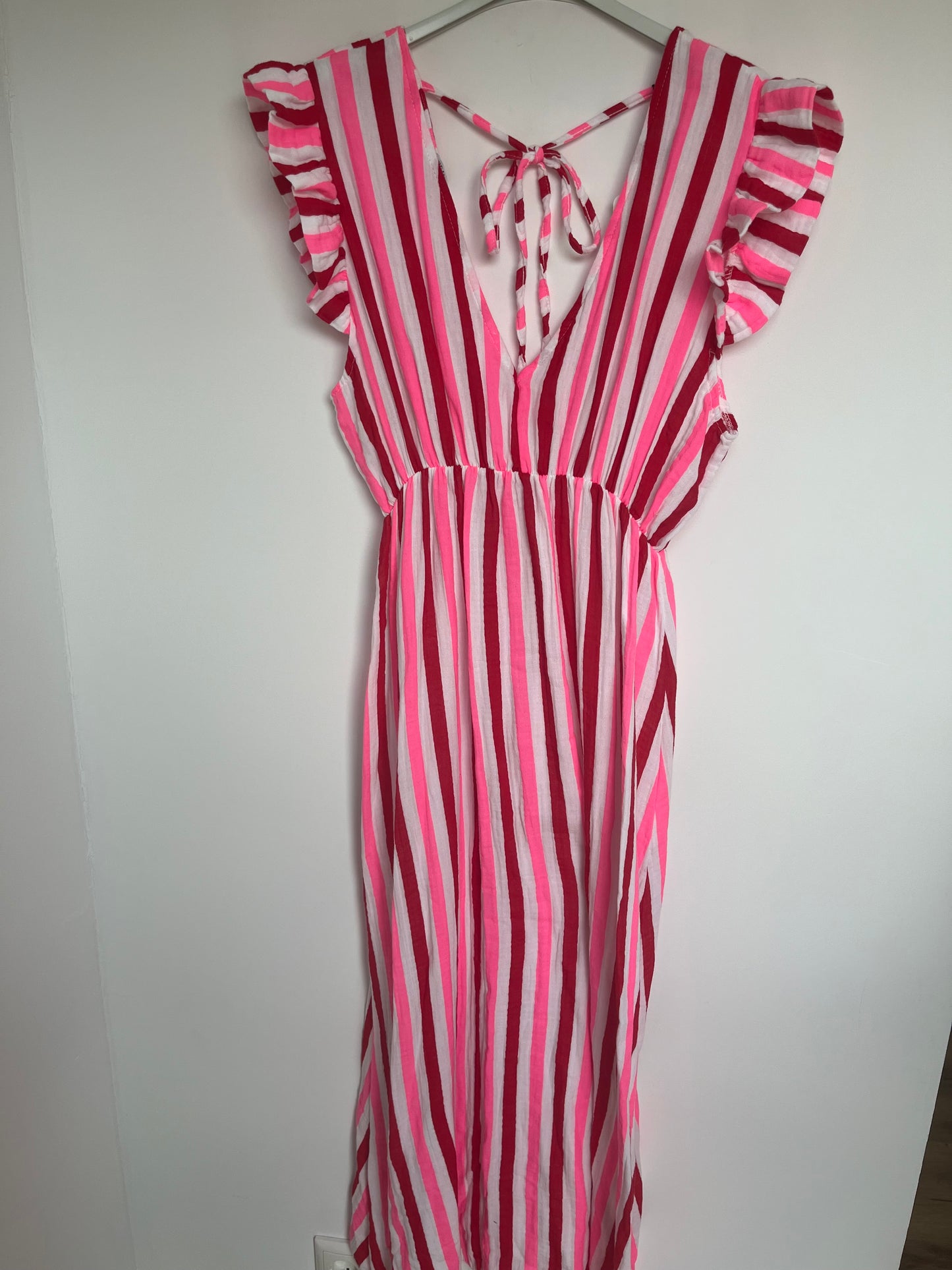 Musselin Kleid "Lena" (Streifen - pink-rot)
