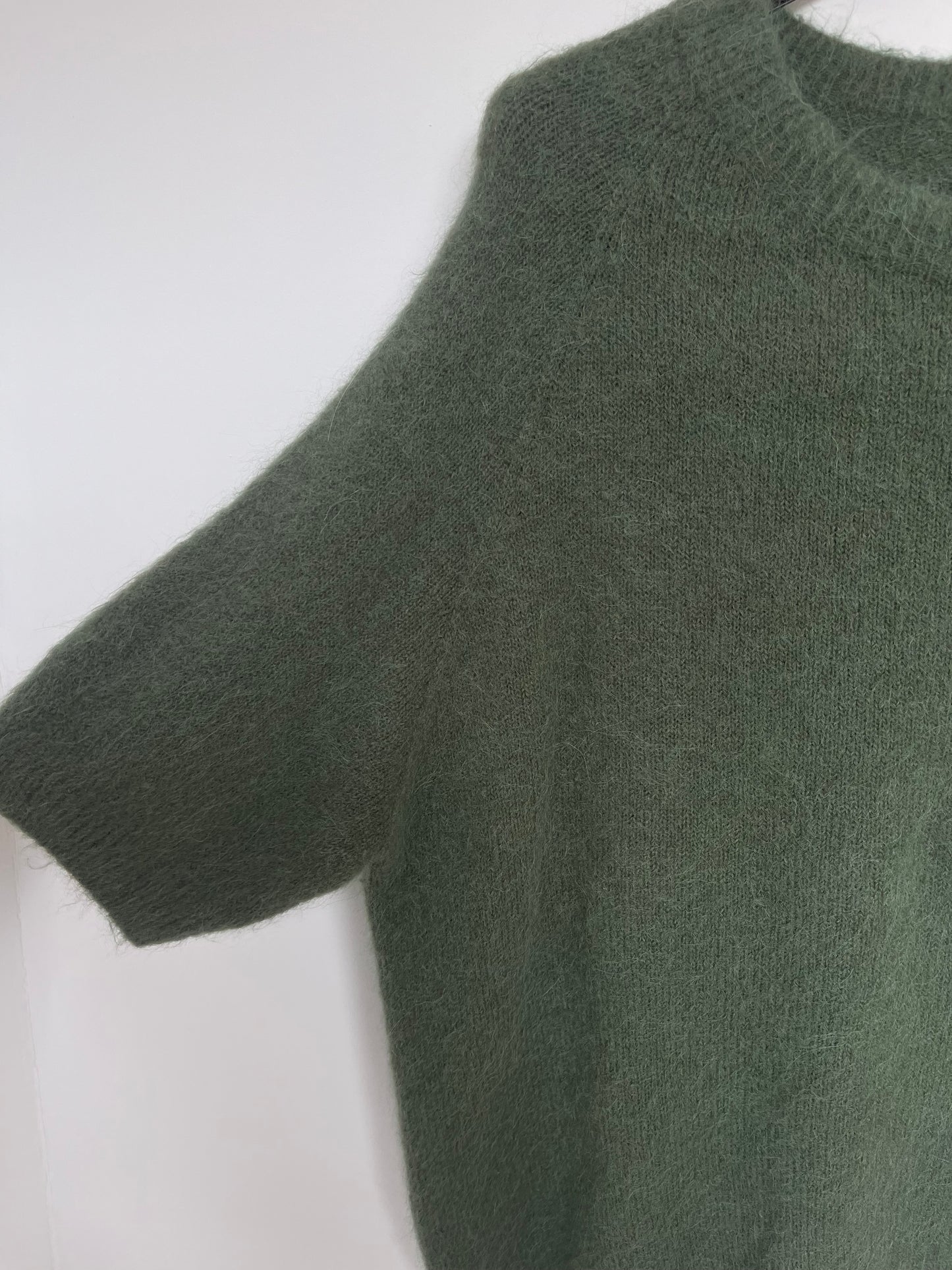 Kurzarm-Pullover Alpaca Wolle "Sofia" (khaki)