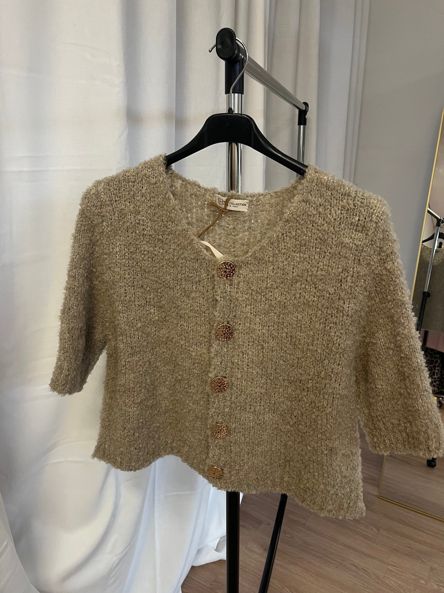 SALE Kurzarm Boucle Cardigan "Melissa" (beige)