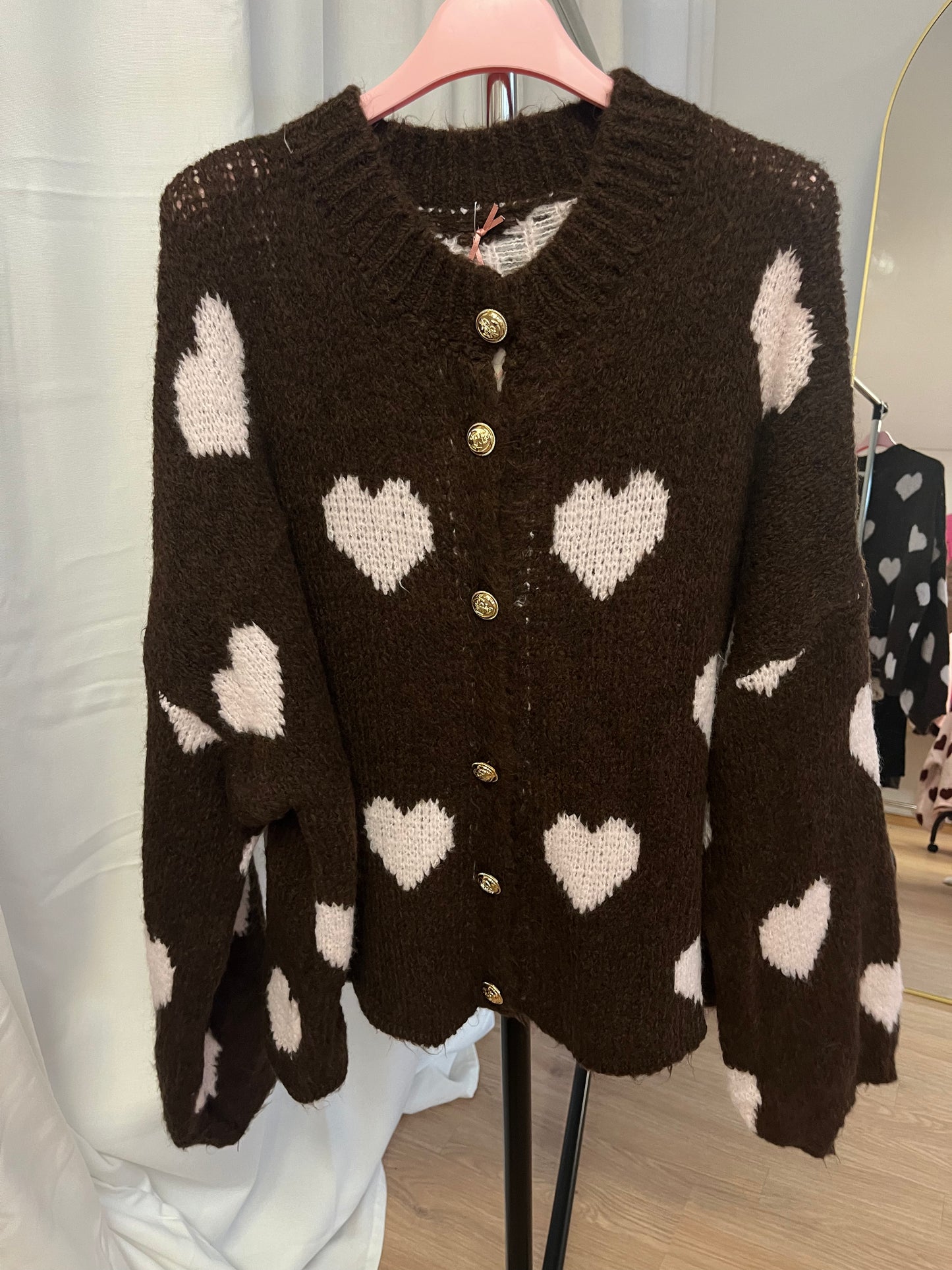 Cardigan "Olivia" (Herzen - braun-rosa)