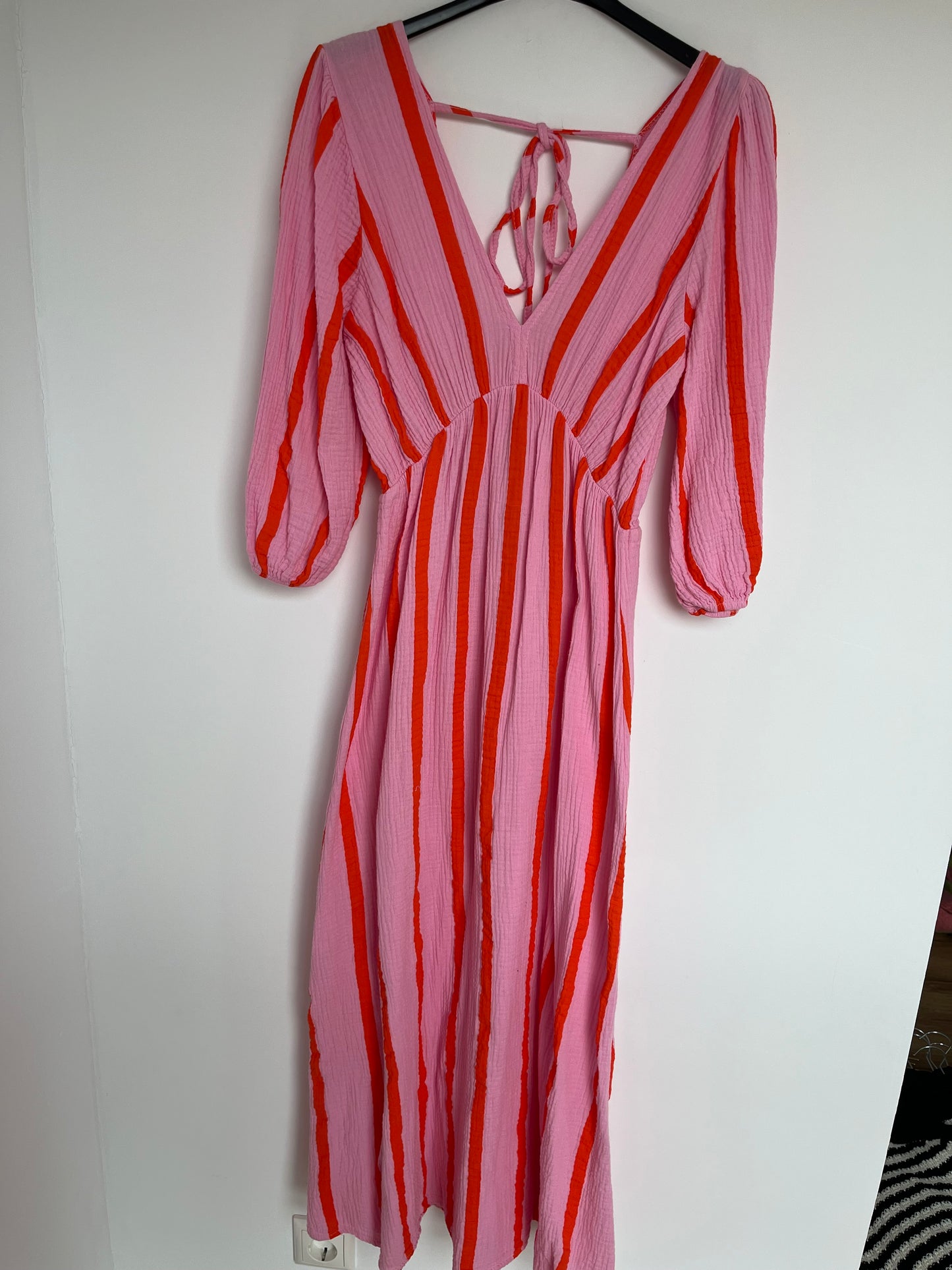 Musselin Kleid "Amelie" (Streifen - rosa-orange)