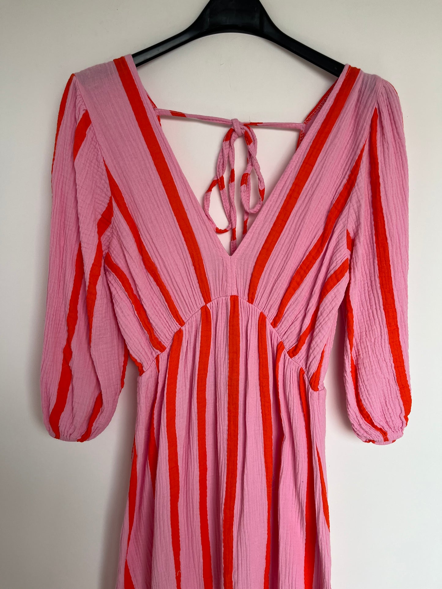 Musselin Kleid "Amelie" (Streifen - rosa-orange)