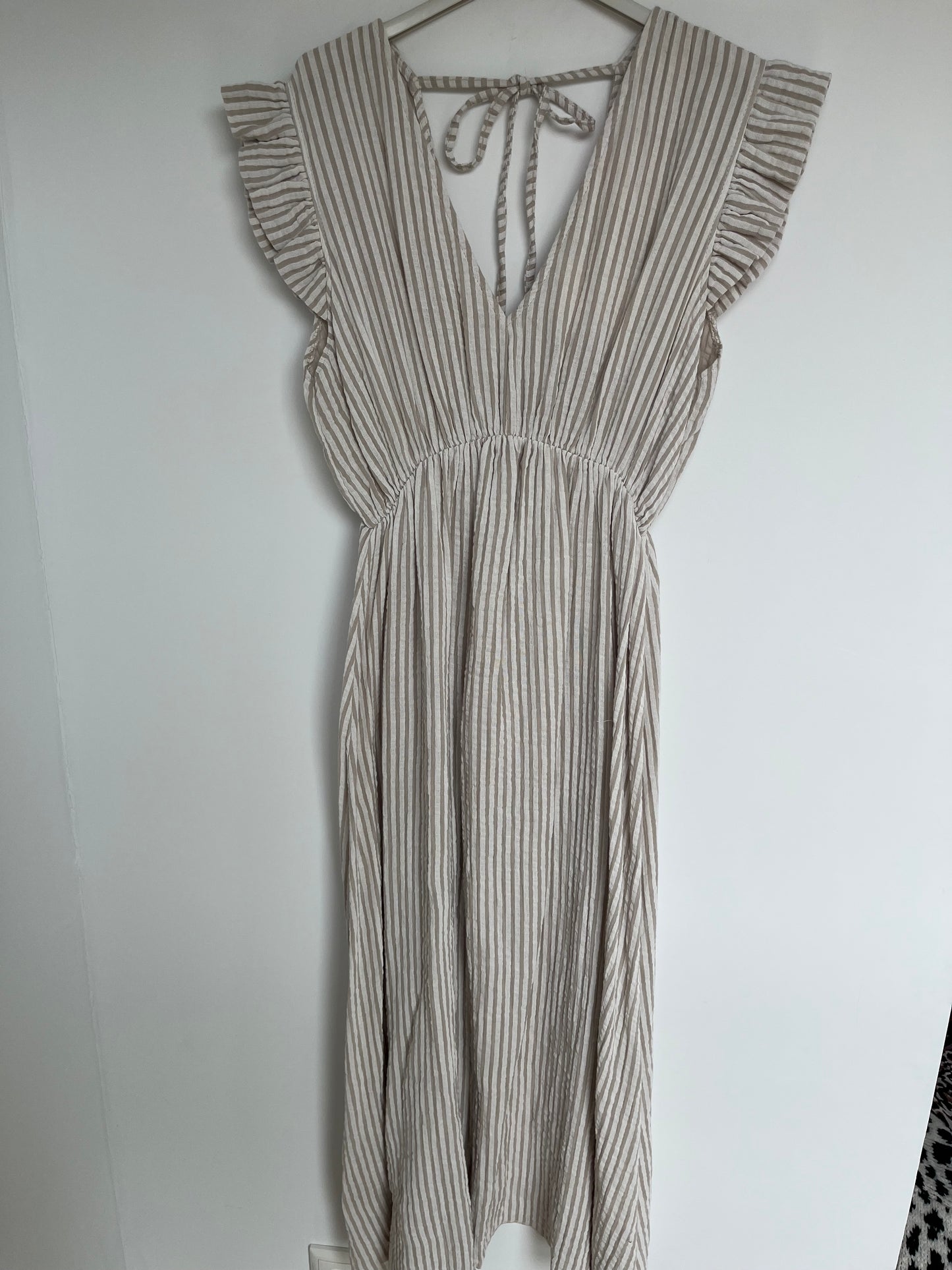 Musselin Kleid "Lena" (Streifen - beige)