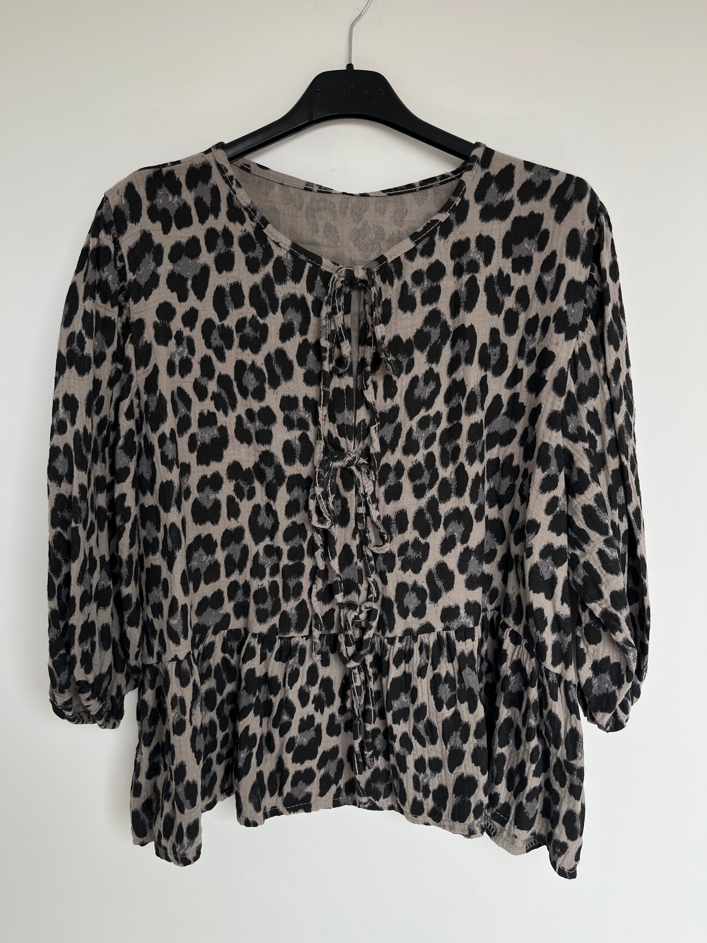 Musselin Bluse Schleifen "Jessica" (Leo - taupe)
