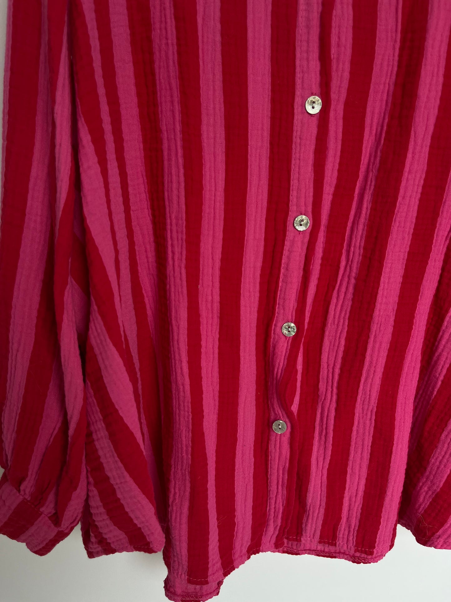 Musselin Bluse Streifen (pink-rot)