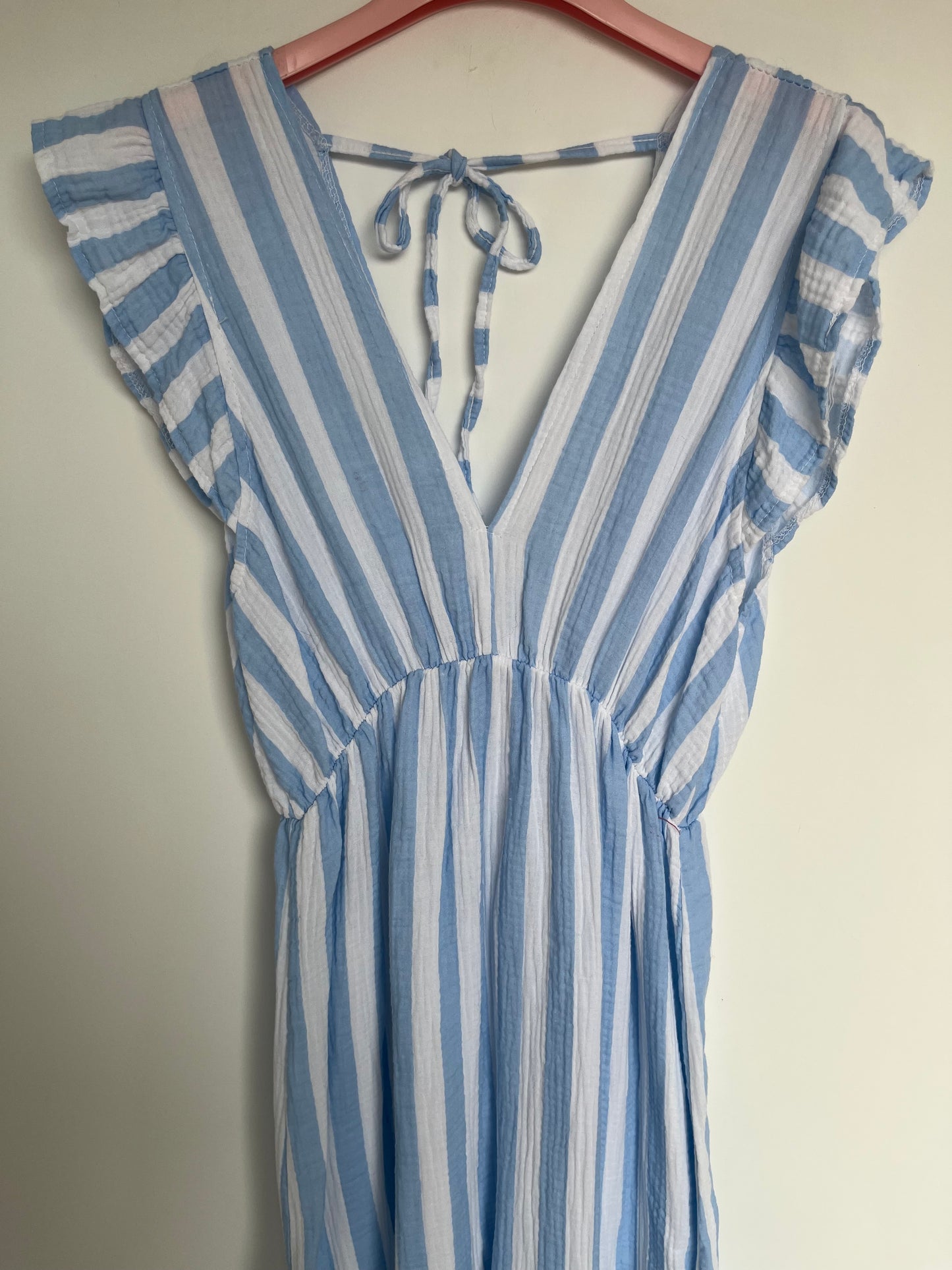 Musselin Kleid "Lena" (Streifen - hellblau)