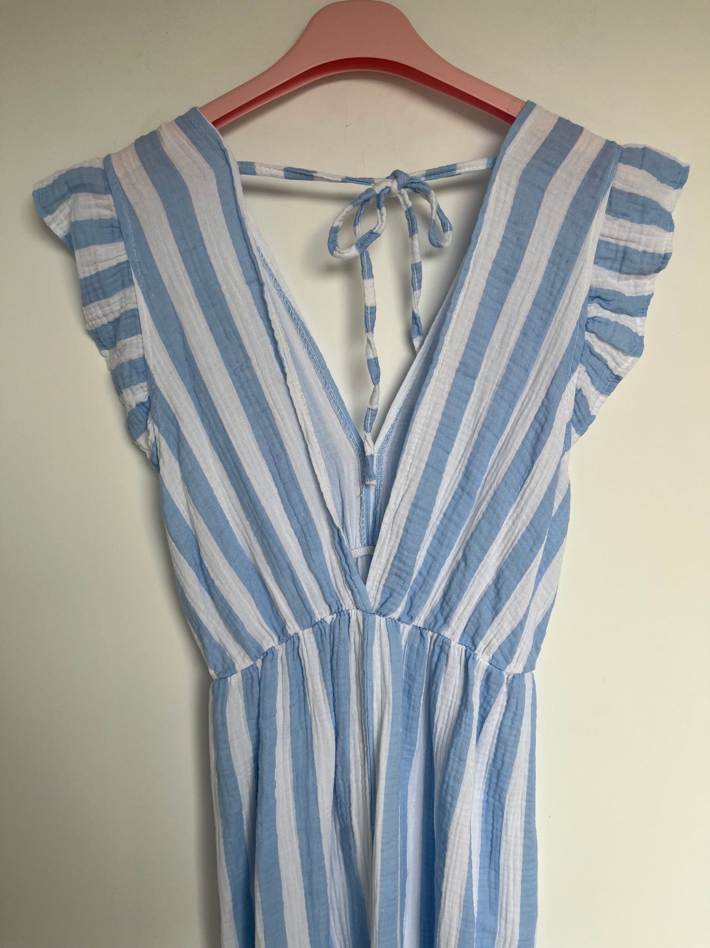 Musselin Kleid "Lena" (Streifen - hellblau)