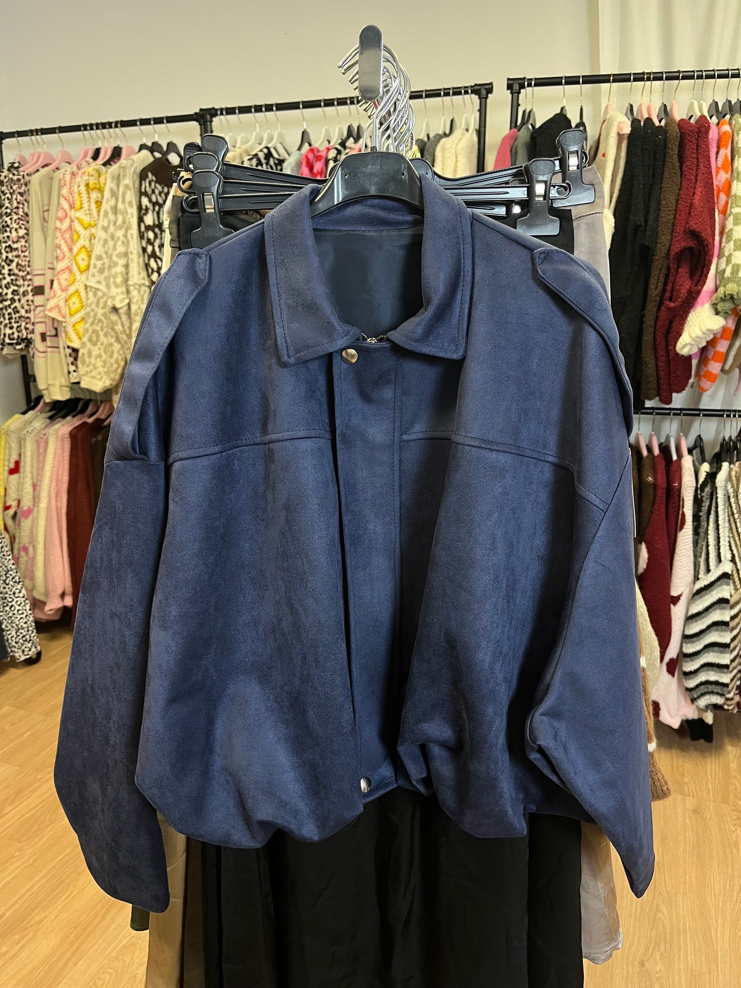 Ballonjacke Wildlederoptik (dunkelblau)