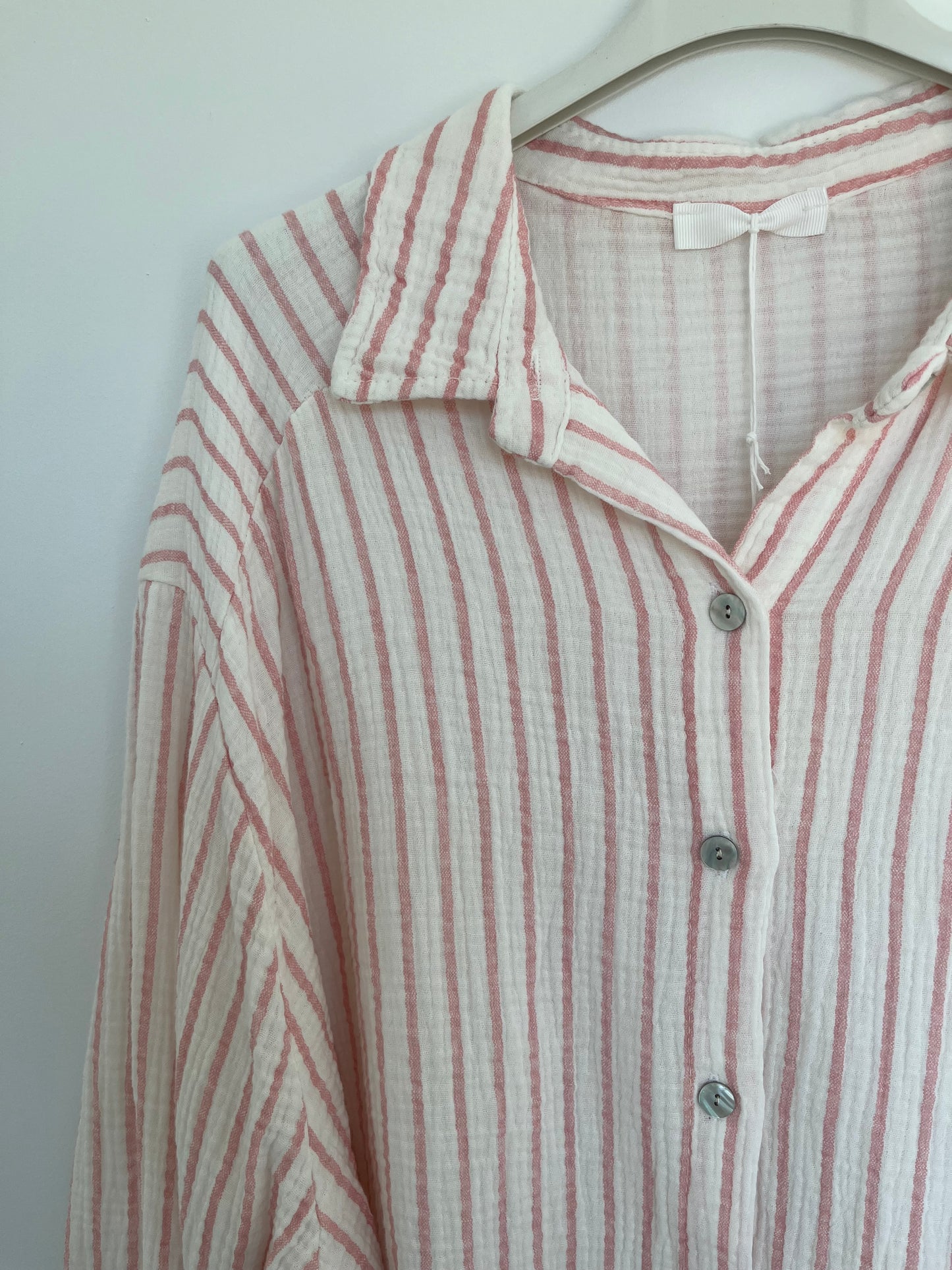 Musselin Bluse Streifen "Sophie" (weiß-rosa)