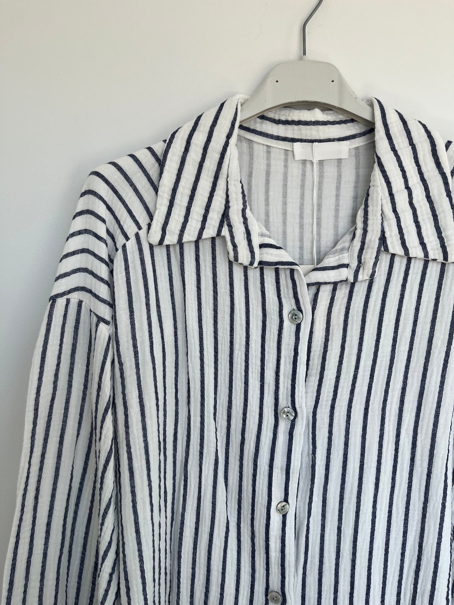 Musselin Bluse Streifen "Sophie" (weiß-blau)