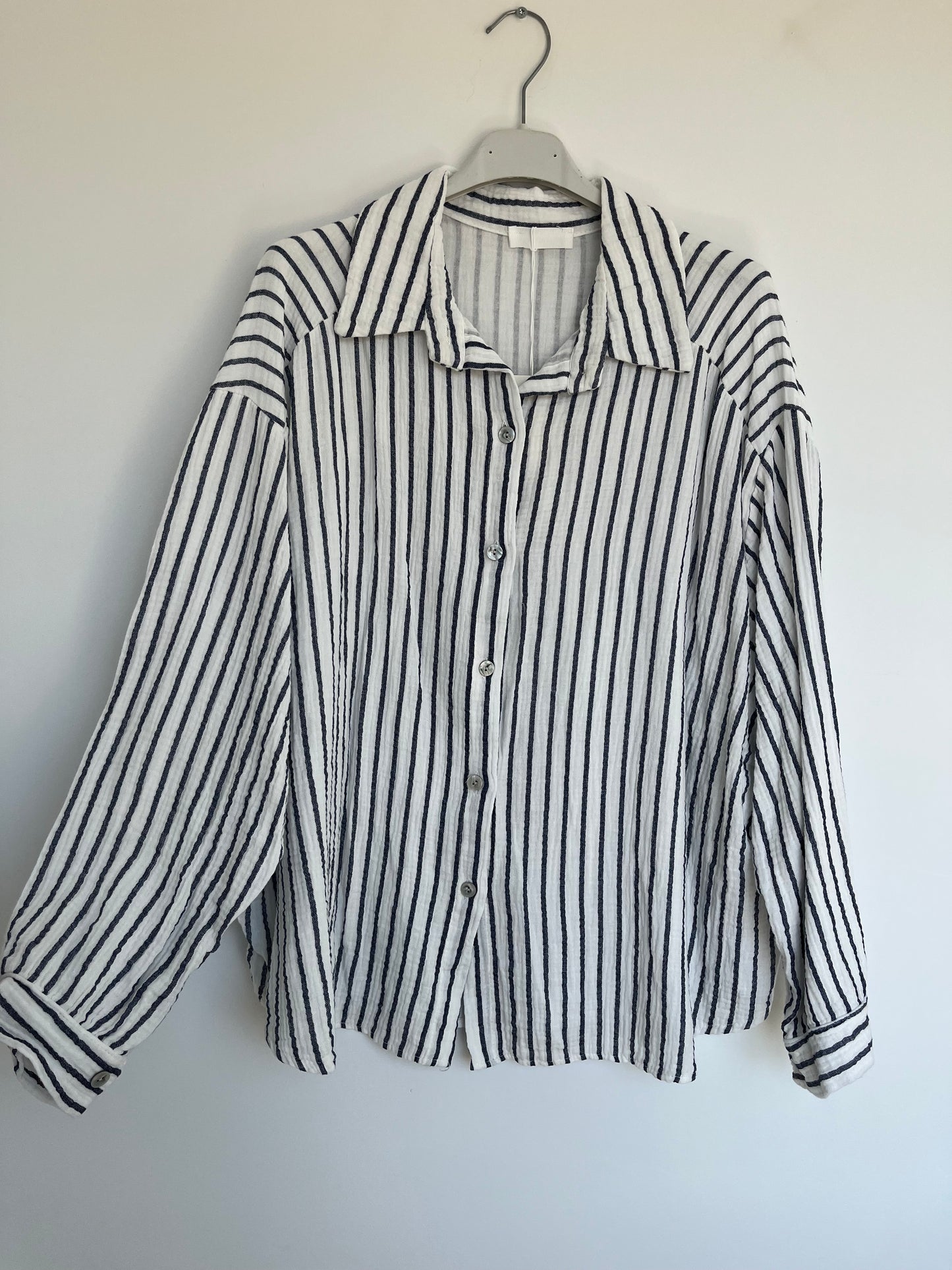 Musselin Bluse Streifen "Sophie" (weiß-blau)