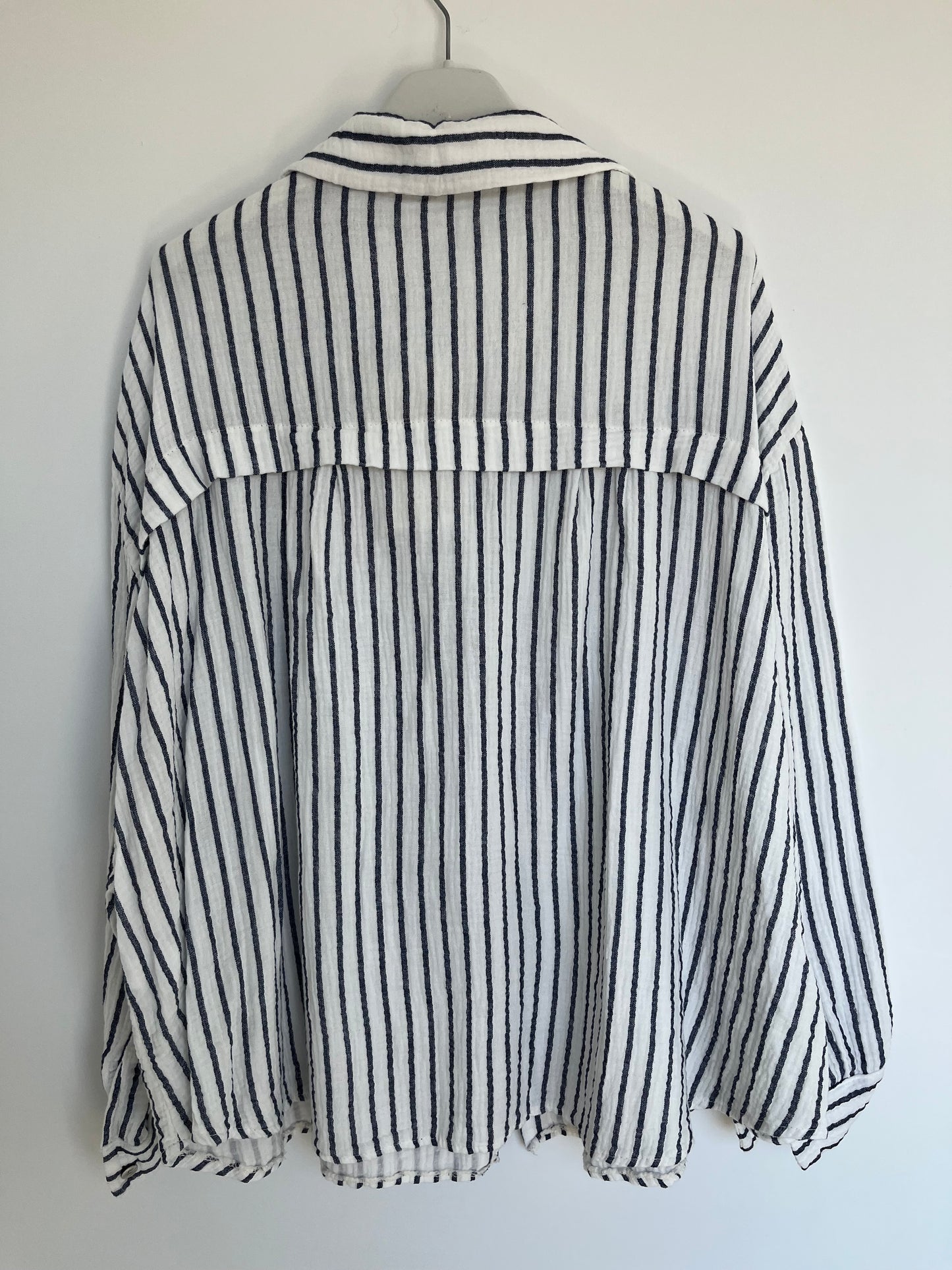 Musselin Bluse Streifen "Sophie" (weiß-blau)