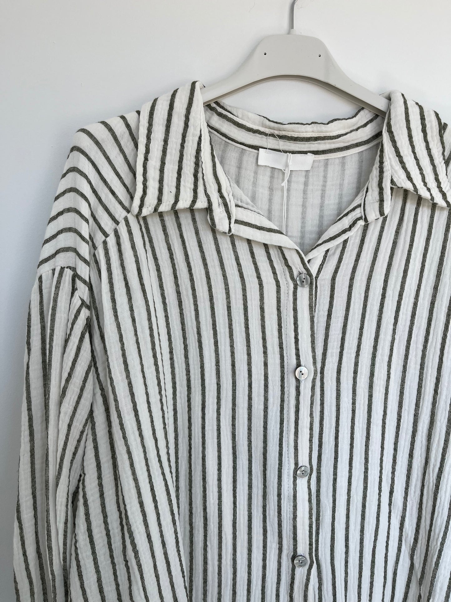 SALE Musselin Bluse Streifen "Sophie" (weiß-grün)