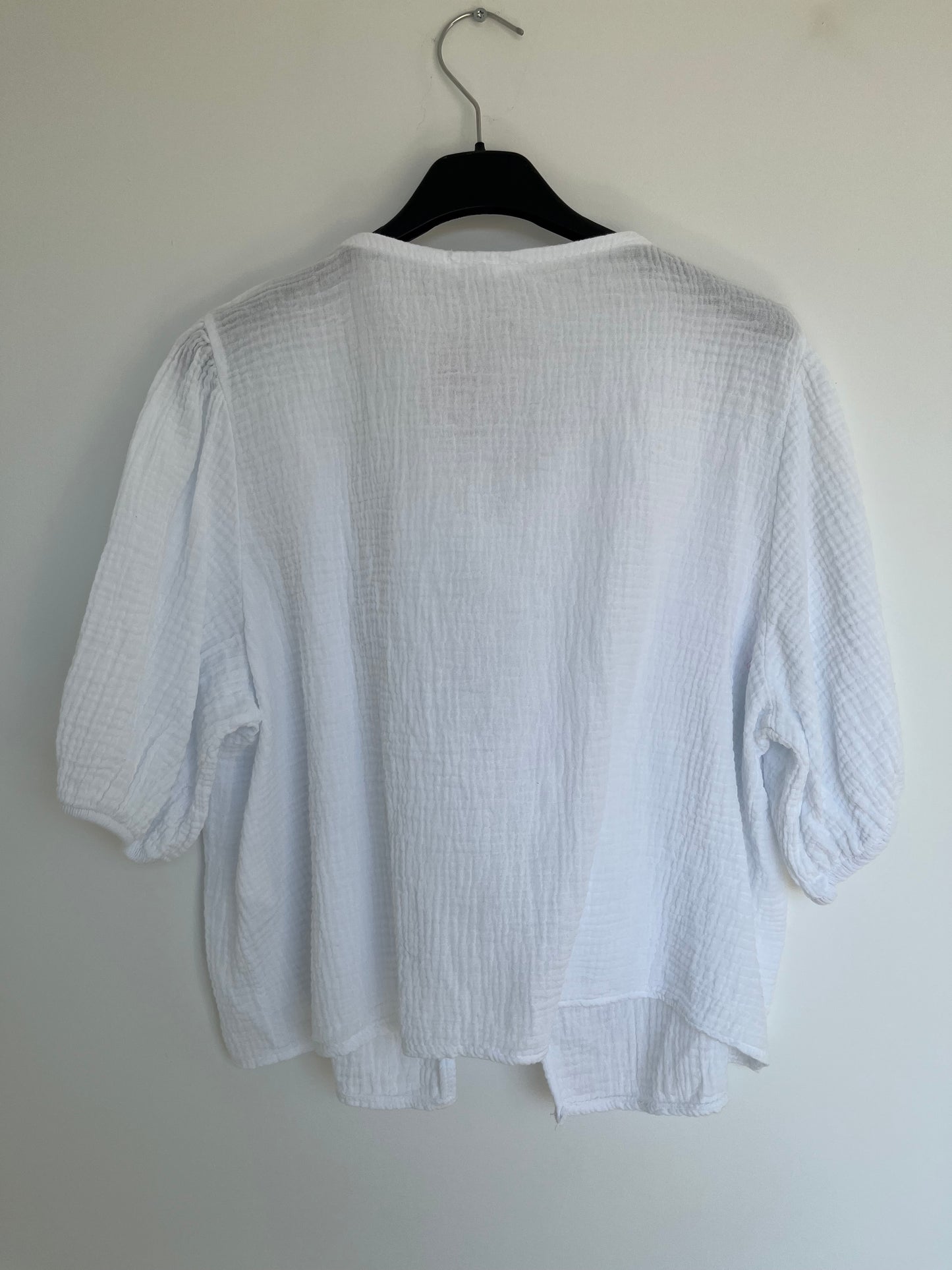 SALE Musselin Kurzarm-Bluse Schleifen "Leni" (weiß)