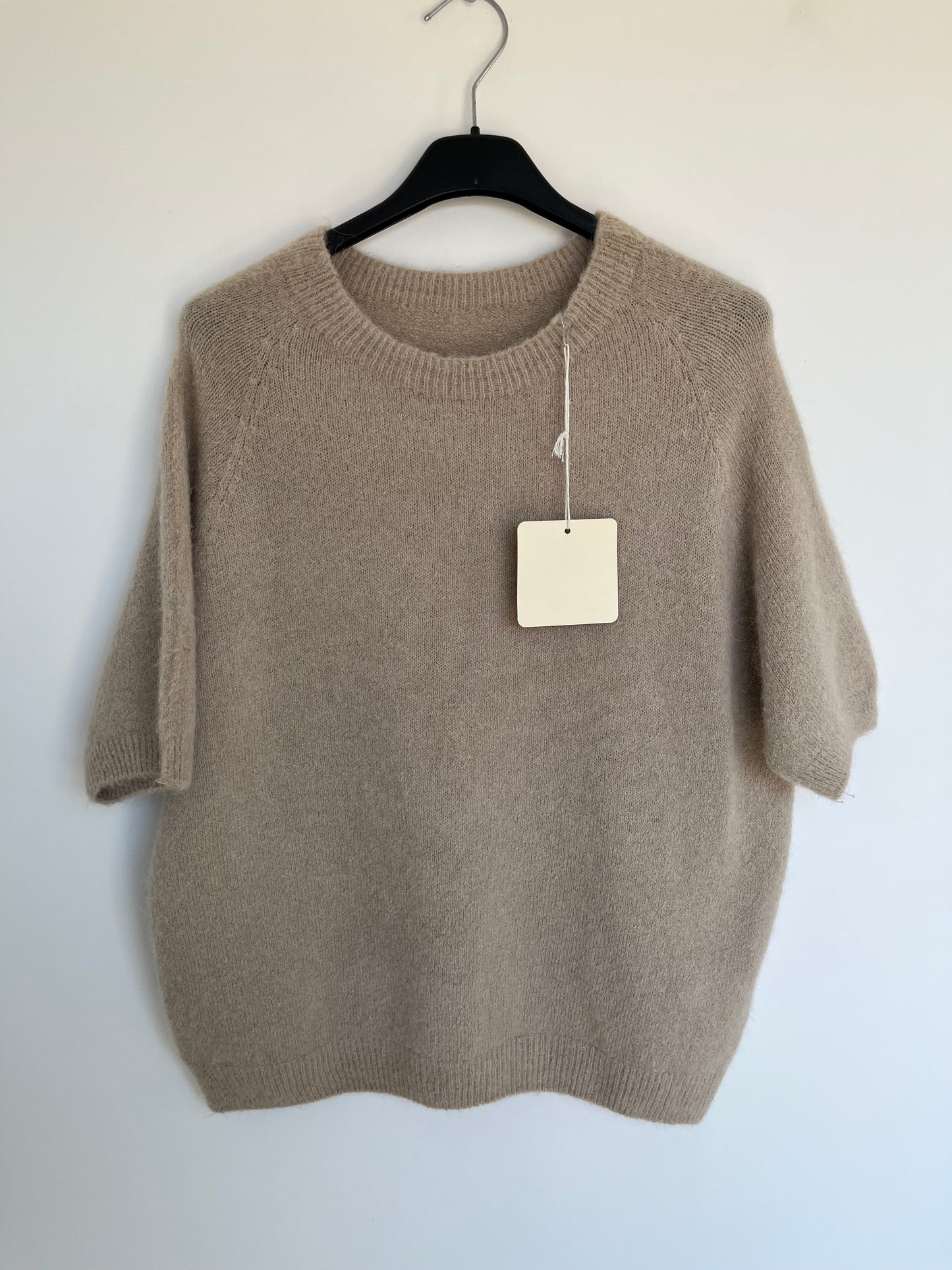 Kurzarm-Pullover Alpaca Wolle "Sofia" (beige)