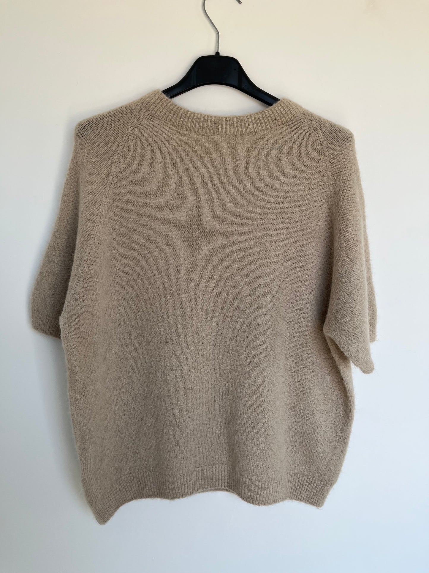 Kurzarm-Pullover Alpaca Wolle "Sofia" (beige)