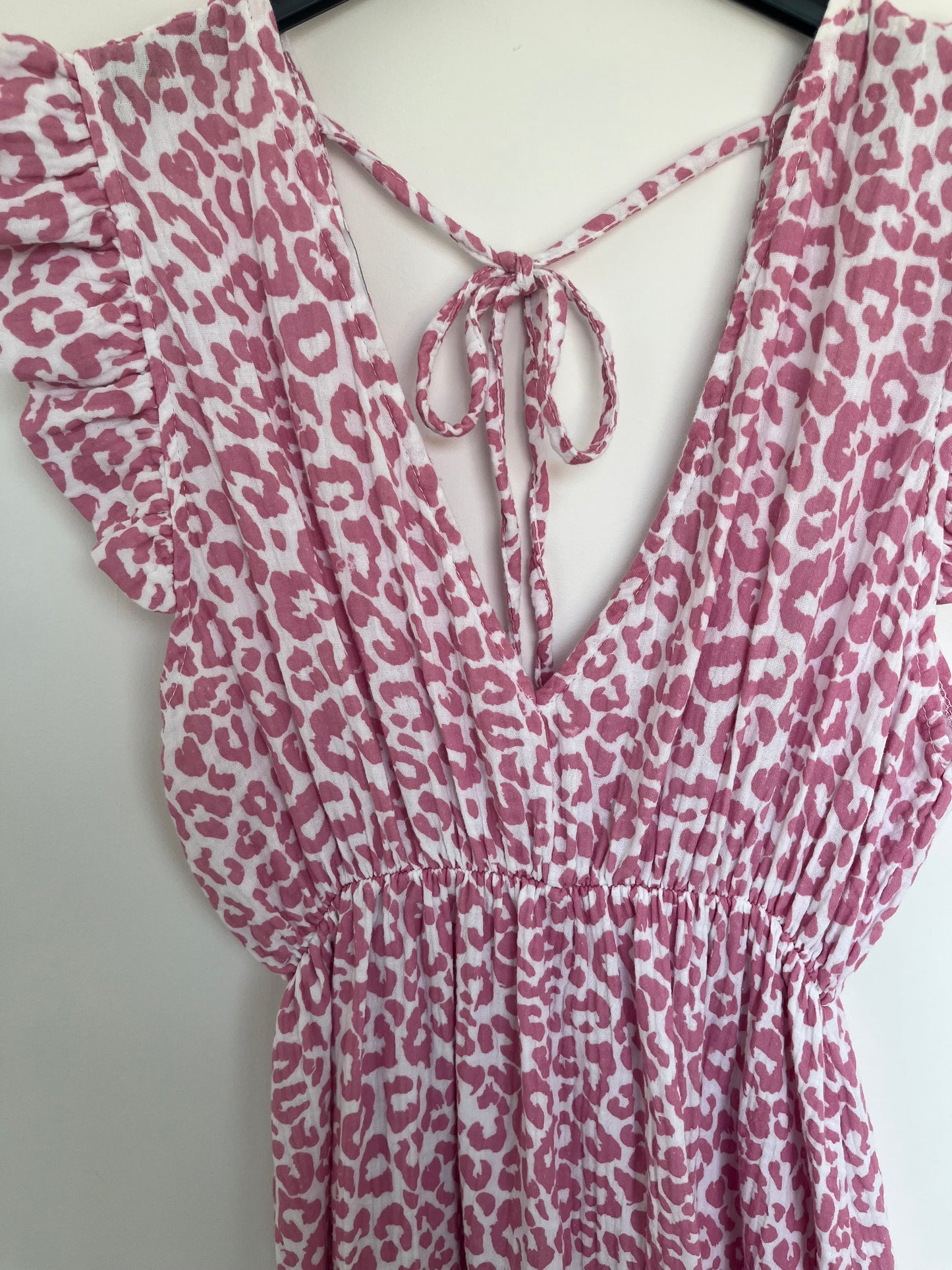 Musselin Kurzarm-Kleid "Lena" Leo (weiß-rosa)