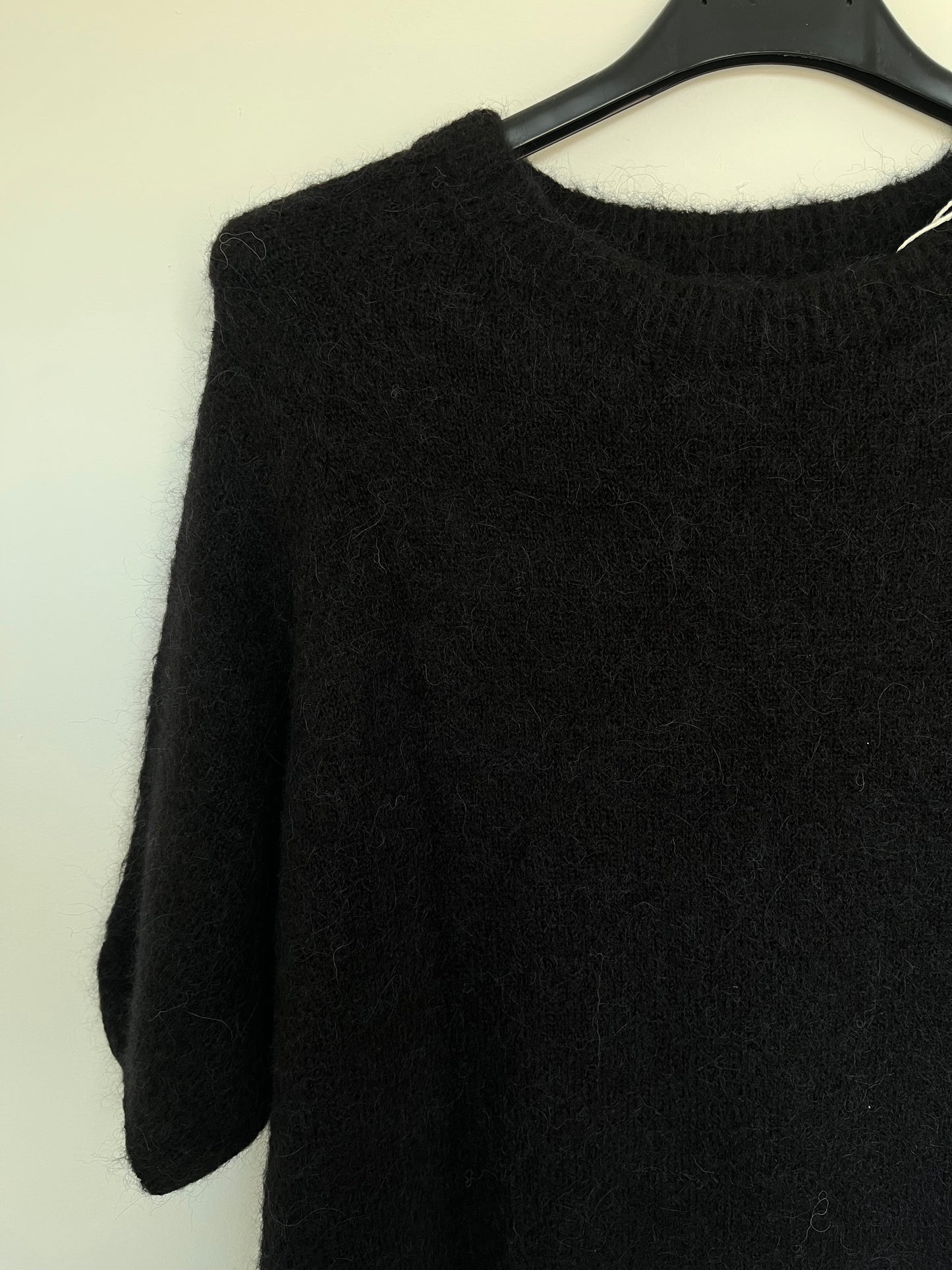 Kurzarm-Pullover Alpaca Wolle "Sofia" (schwarz)