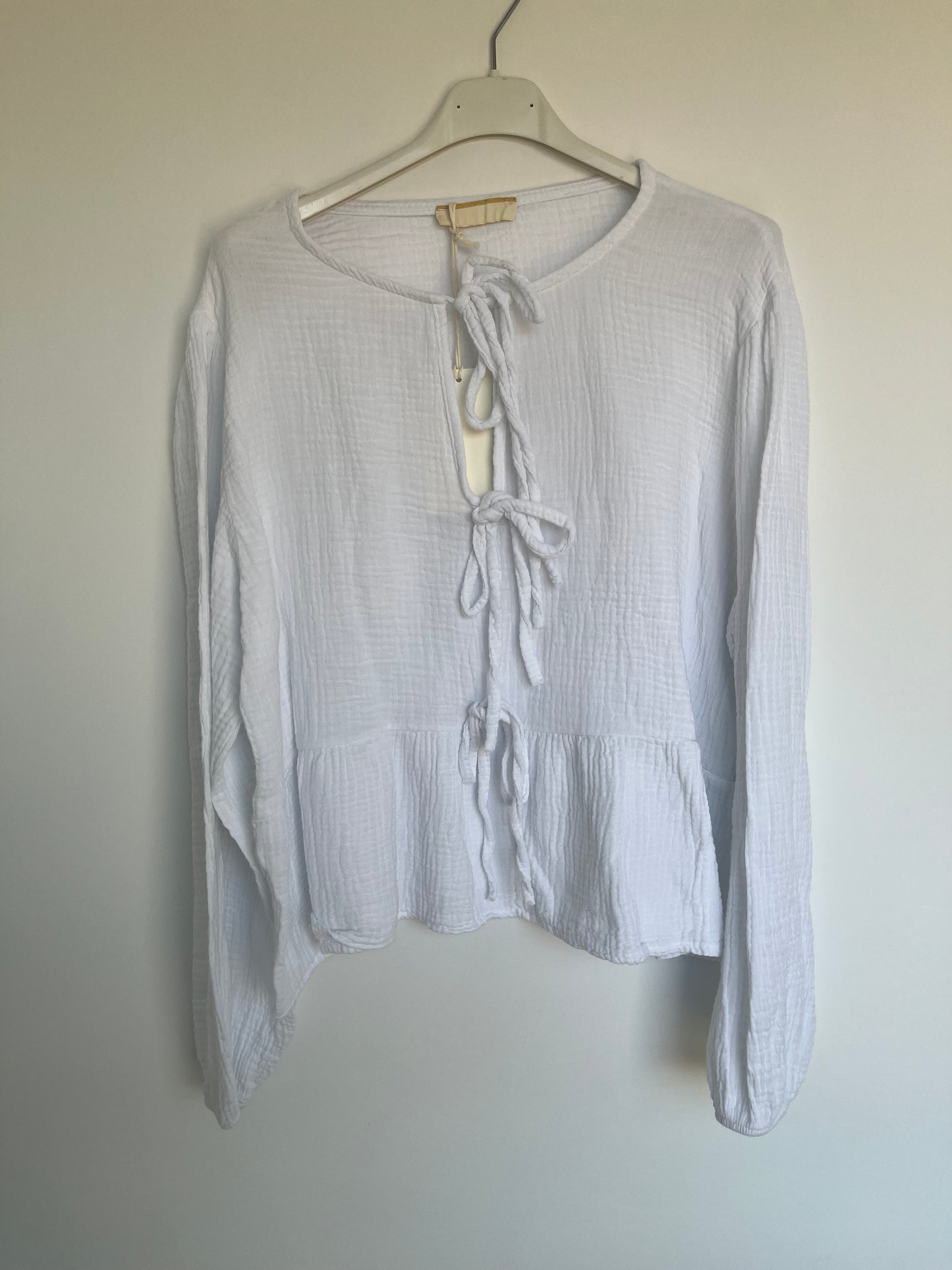 Musselin Schleifen Bluse "Frieda" (weiß)
