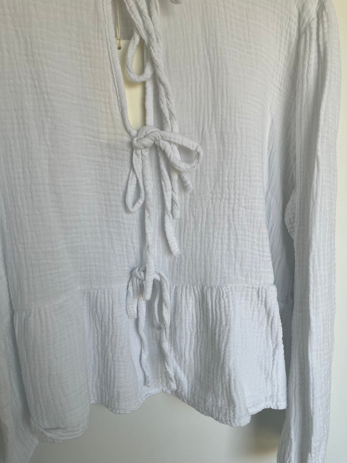 Musselin Schleifen Bluse "Frieda" (weiß)