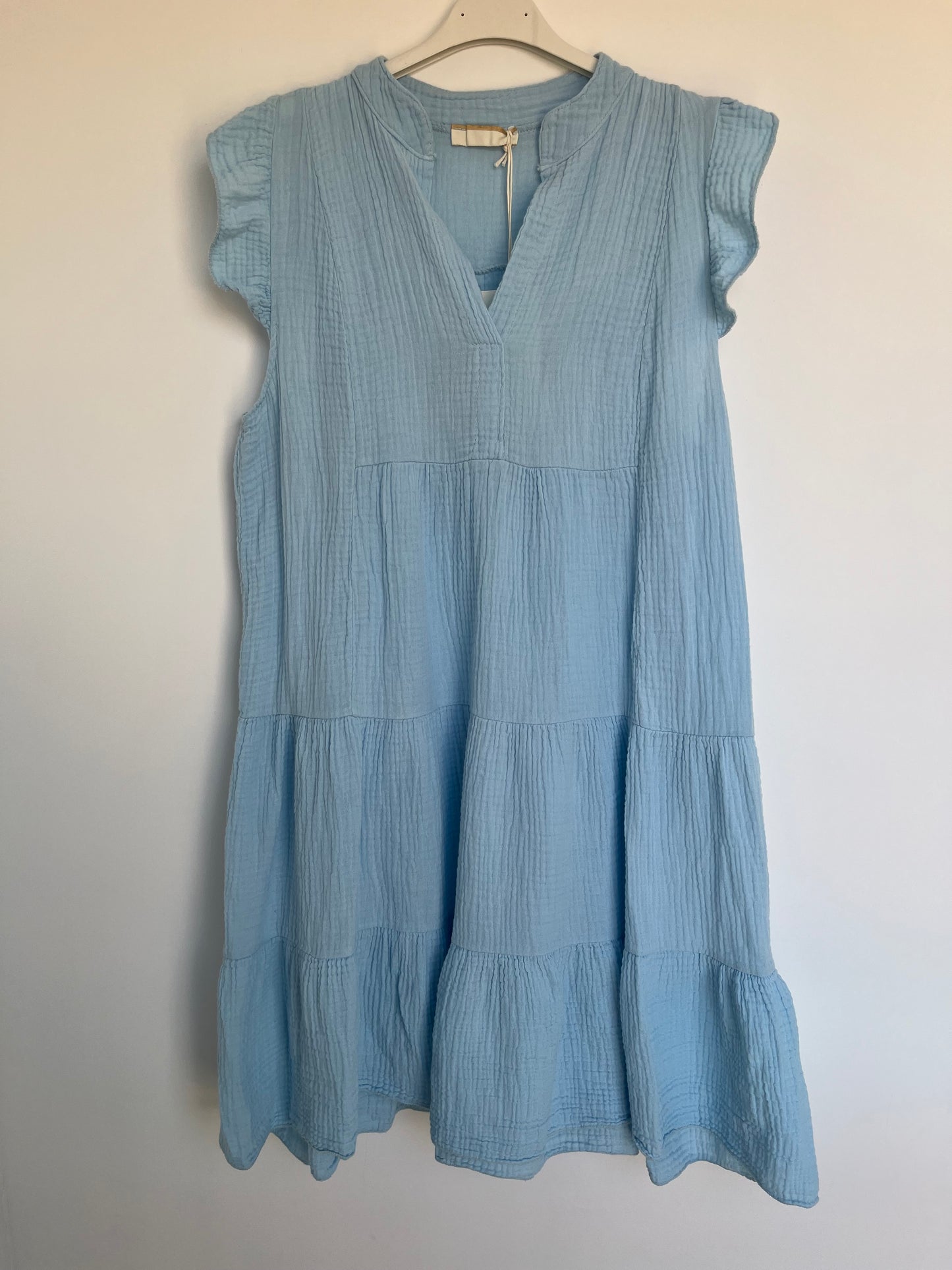 Musselin Kurzarm-Kleid "Evi" -schmal- (hellblau)