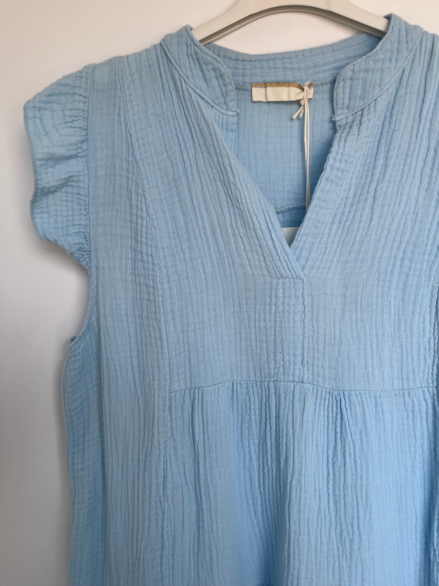 Musselin Kurzarm-Kleid "Evi" -schmal- (hellblau)