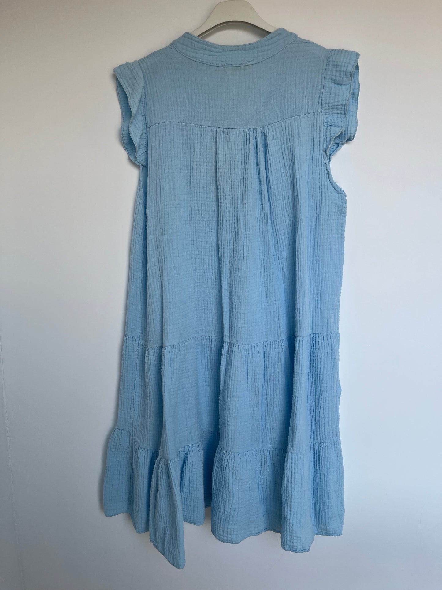 Musselin Kurzarm-Kleid "Evi" -schmal- (hellblau)