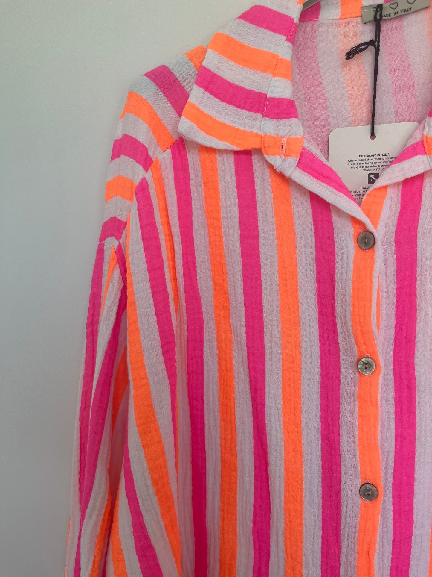 SALE Musselin Bluse Streifen "Kathi"(pink-orange)