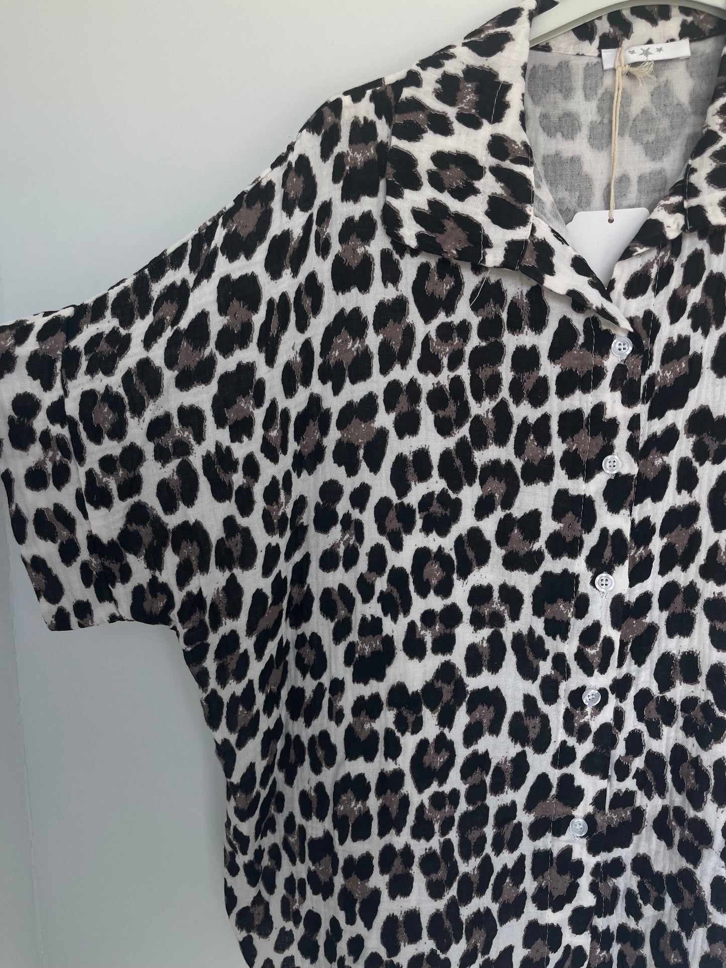 SALE Musselin Kurzarm Bluse Leo (braun)