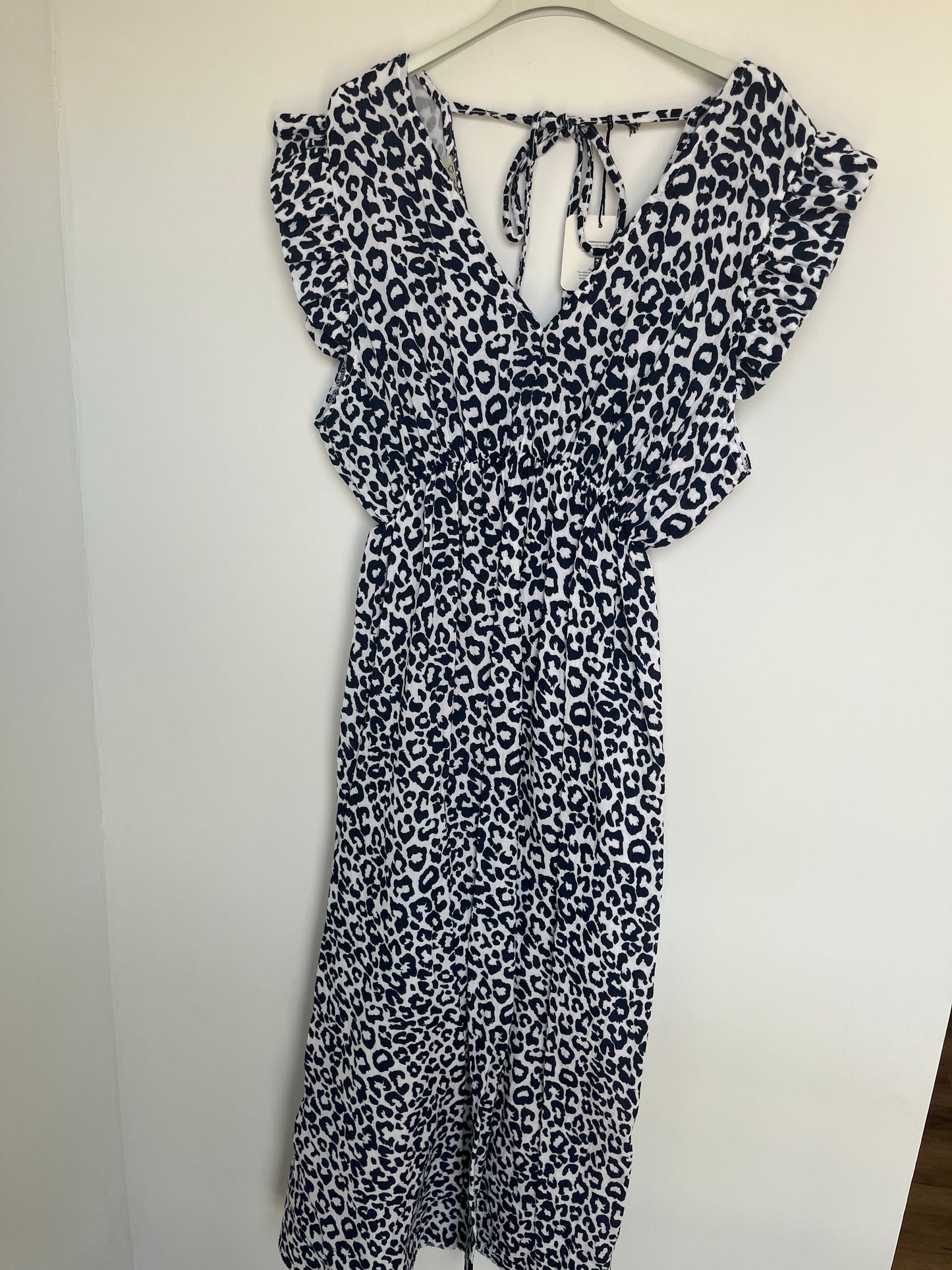 Musselin Kleid "Lena" (Leo - weiß-dunkelblau)