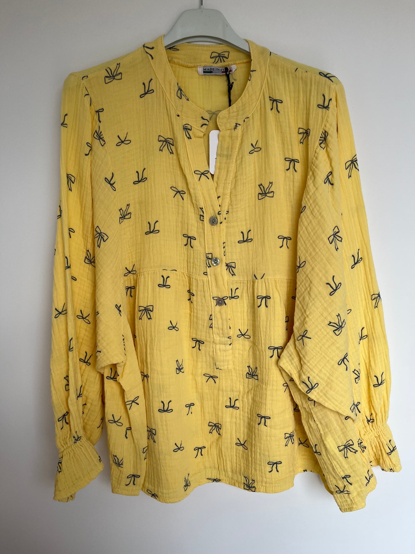 SALE Musselin Bluse Schleifen "Schleifi" (gelb)