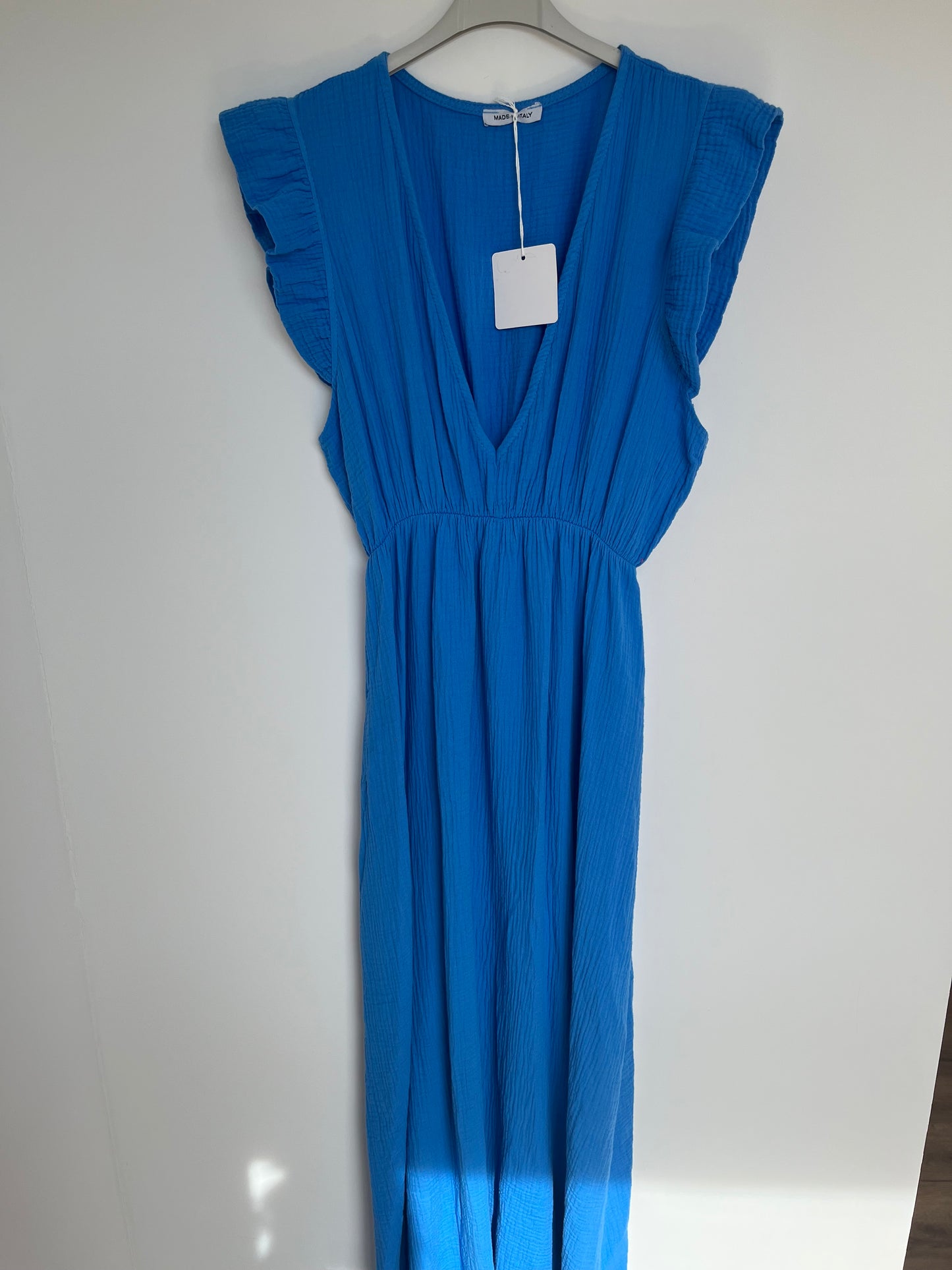 Musselin Kurzarm-Kleid "Melissa" (blau)
