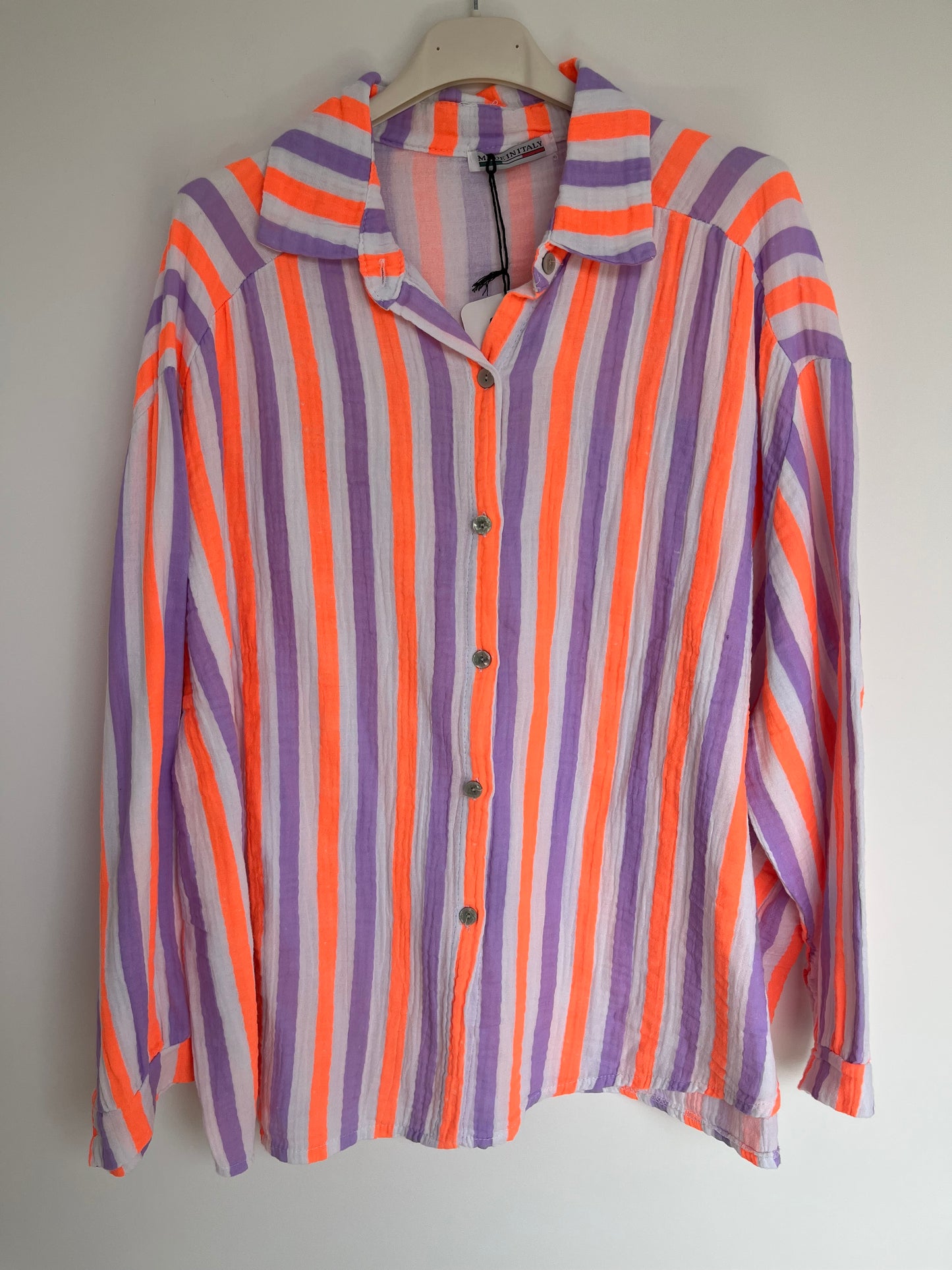 SALE Musselin Bluse Streifen "Kathi" (flieder-orange)