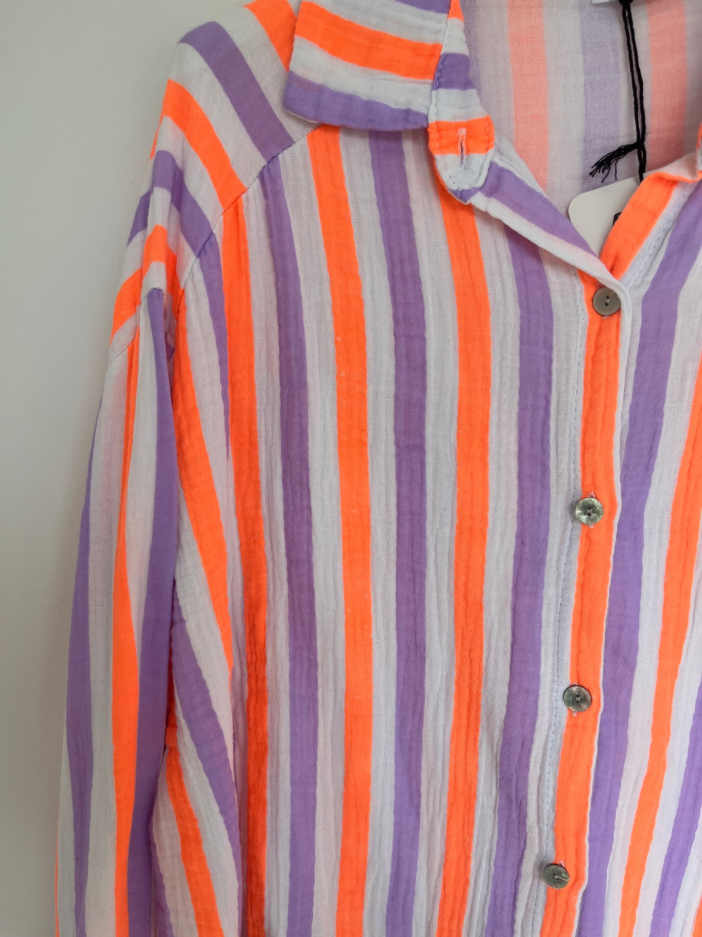 SALE Musselin Bluse Streifen "Kathi" (flieder-orange)