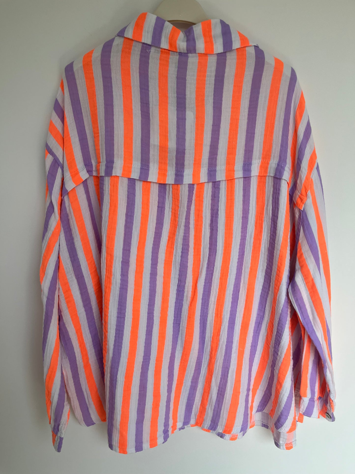 SALE Musselin Bluse Streifen "Kathi" (flieder-orange)