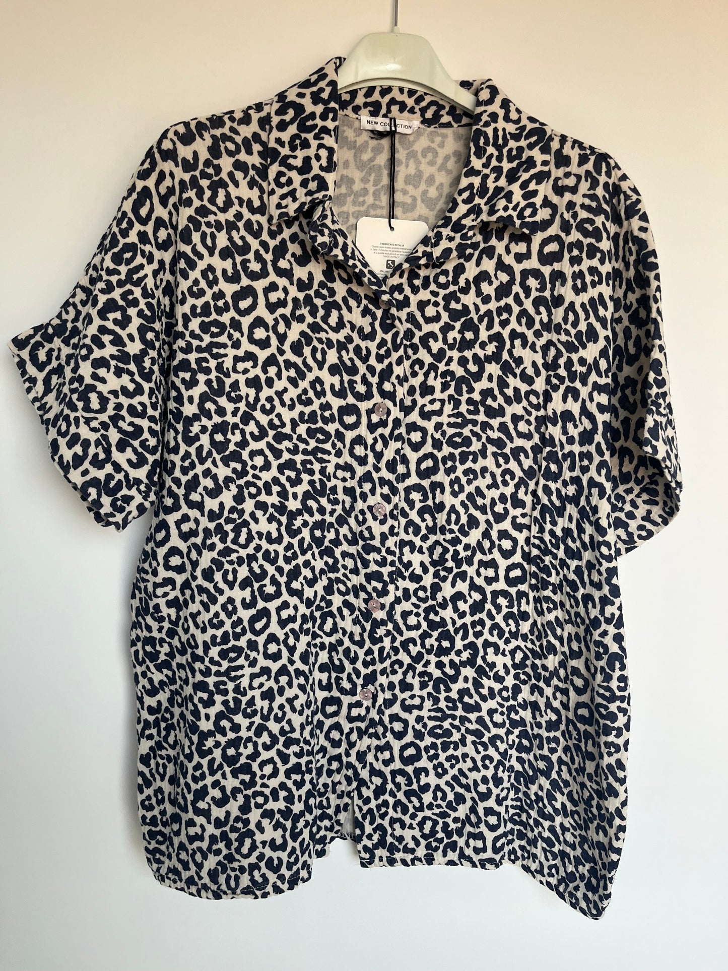 SALE Musselin Kurzarm Bluse Leo (dunkelblau)