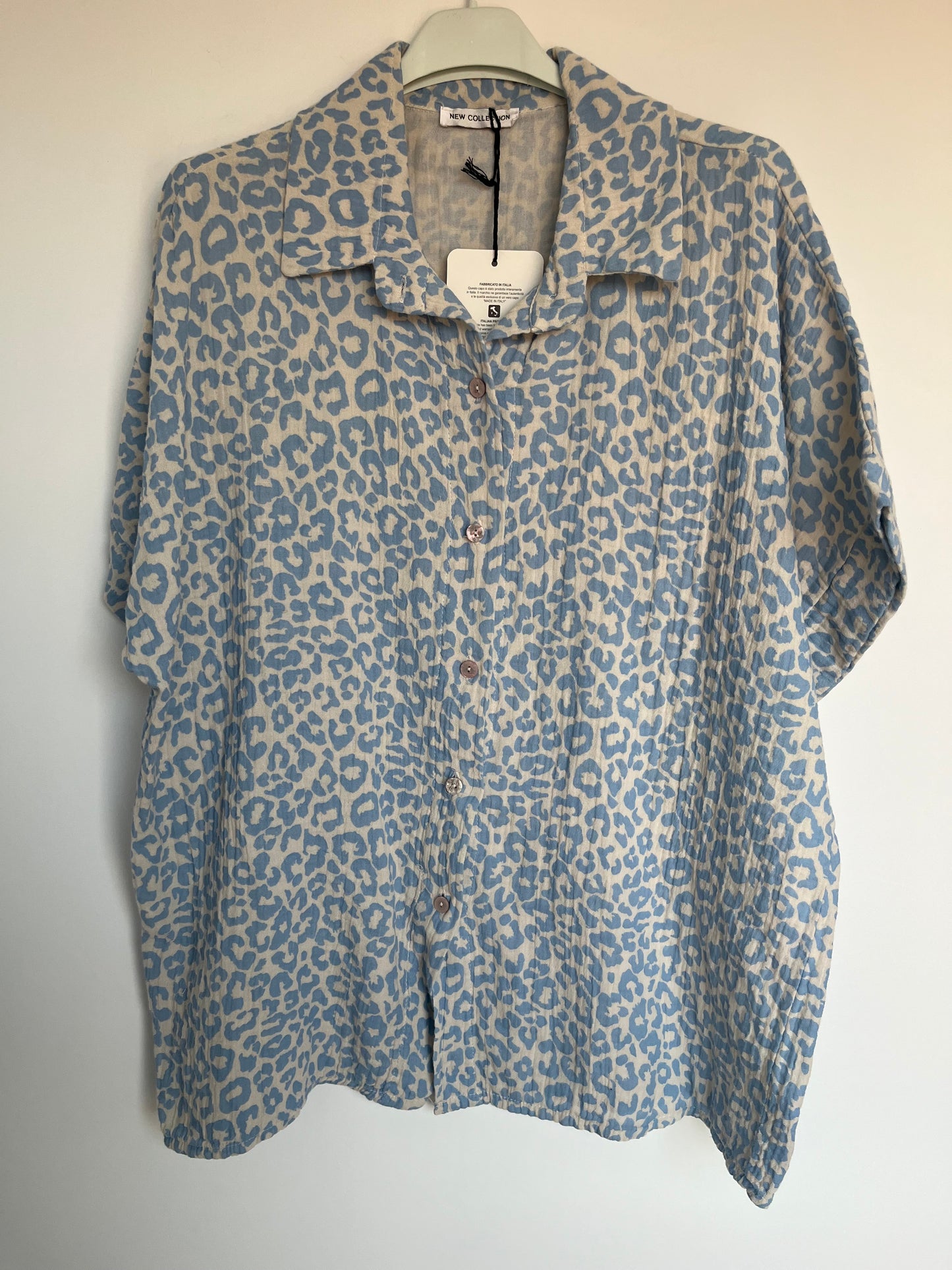 SALE Musselin Kurzarm Bluse Leo (hellblau)
