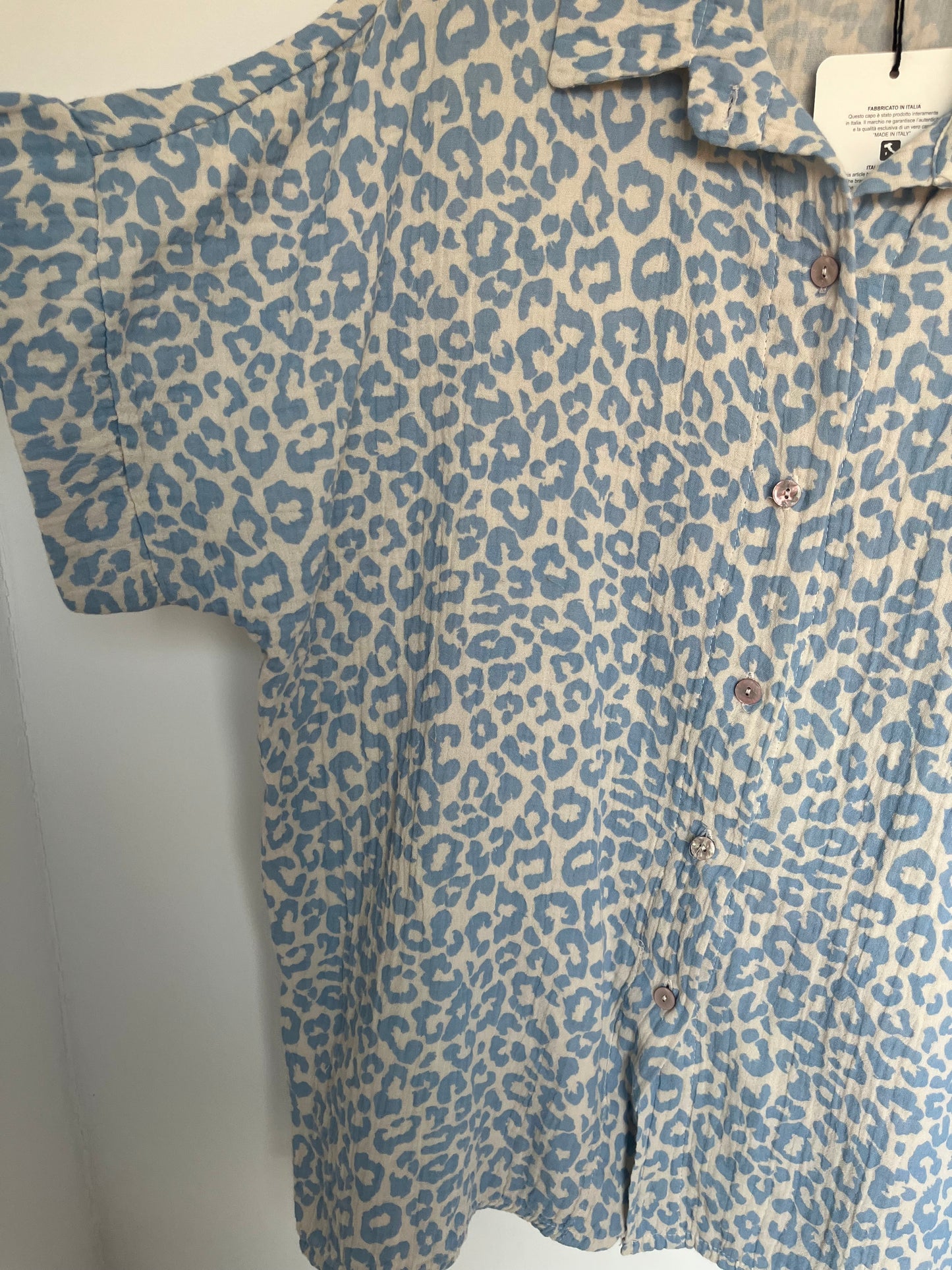SALE Musselin Kurzarm Bluse Leo (hellblau)