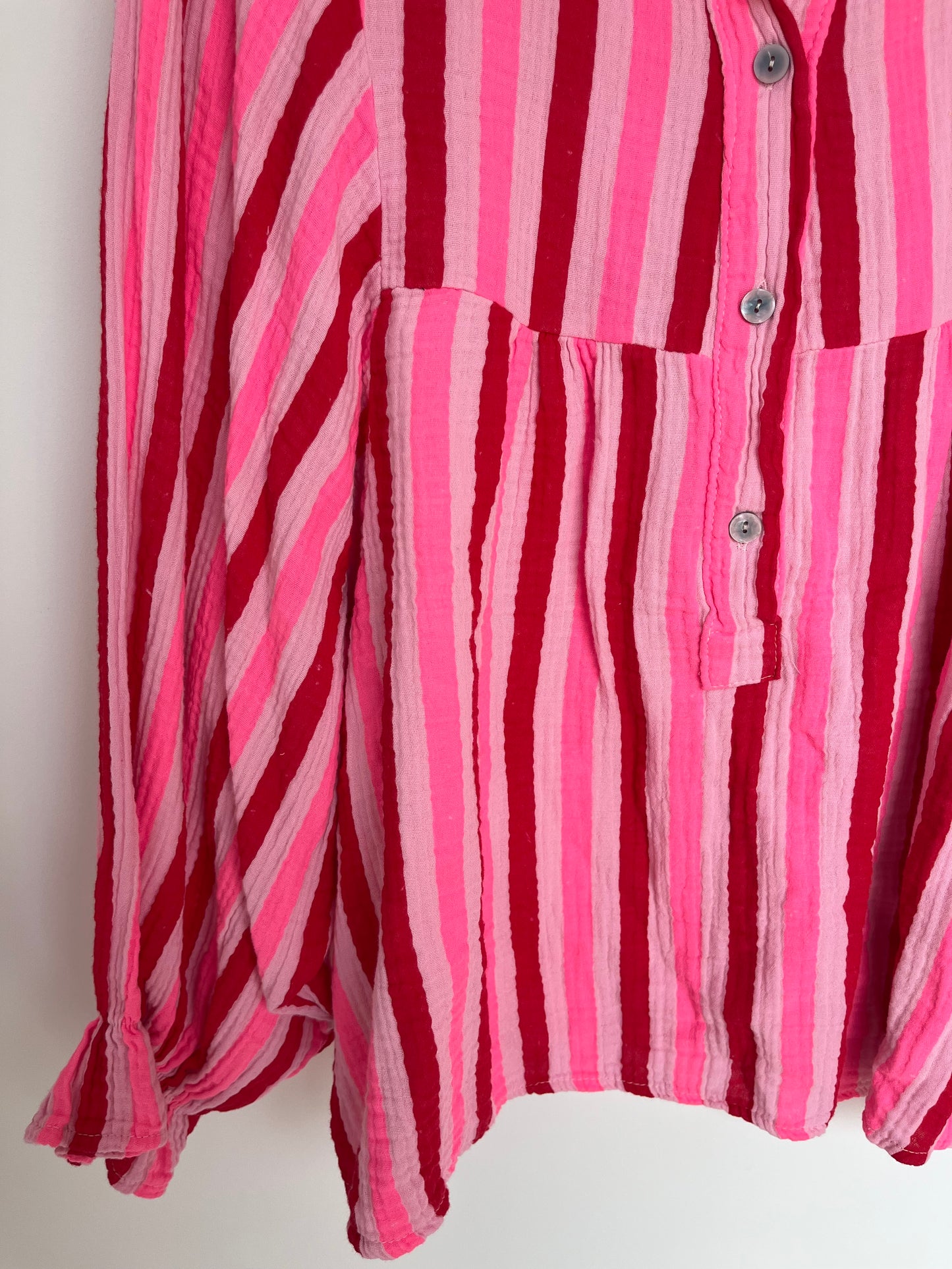 SALE Musselin Bluse Tunika "Valeria" Streifen (rosa-pink)