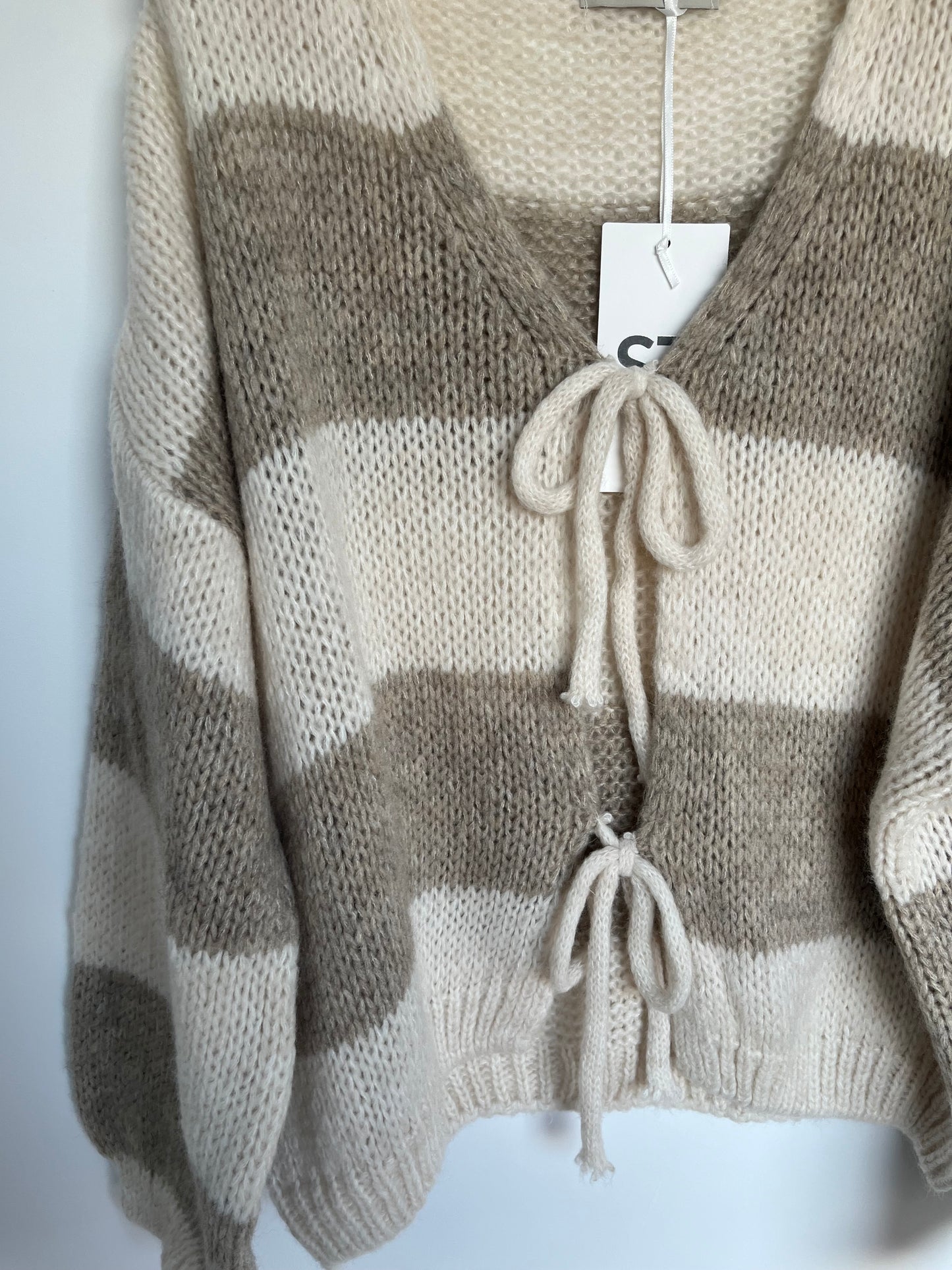 Cardigan "Semia" (Streifen - beige)