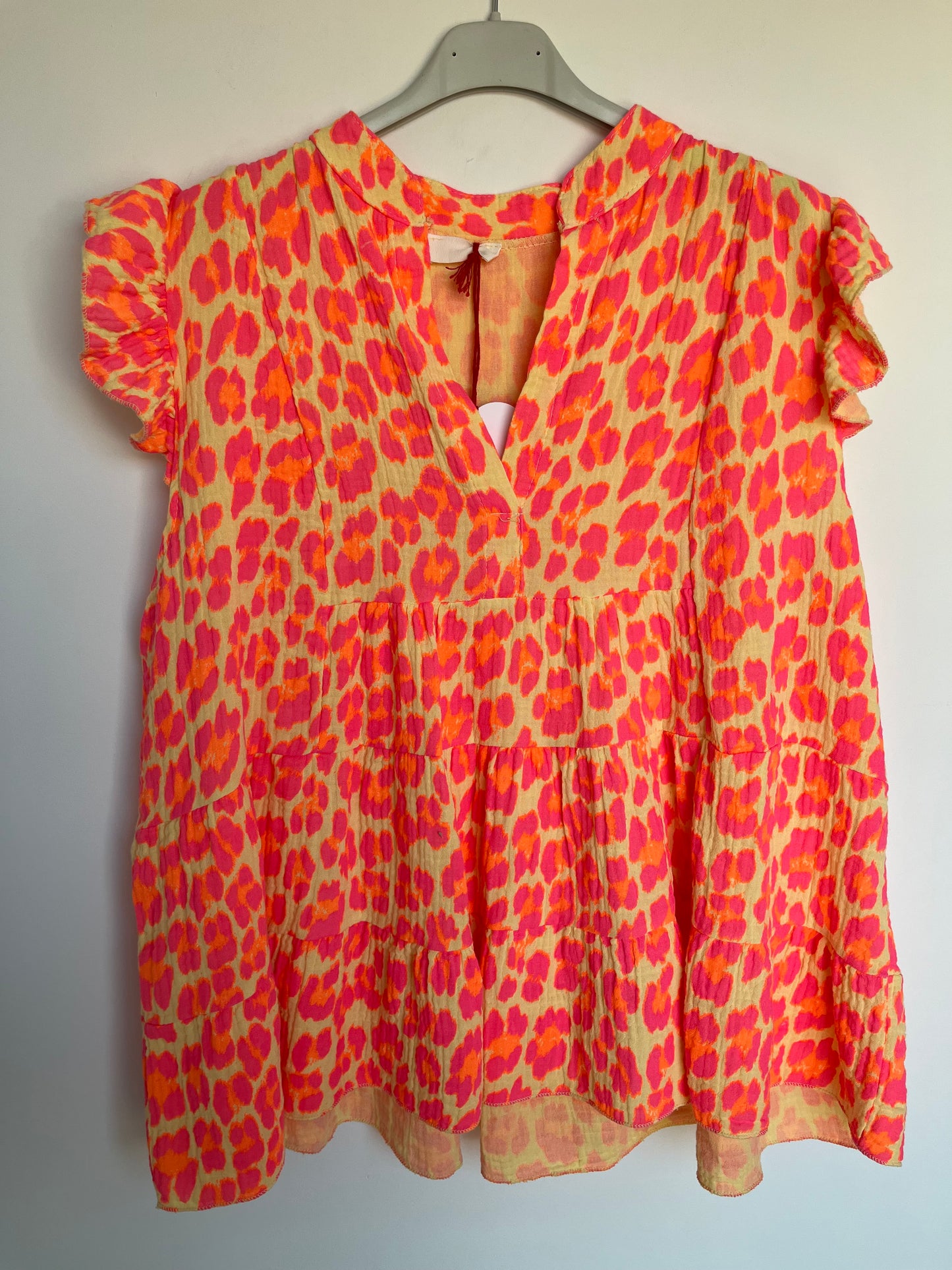 SALE Musselin Top Bluse "Linda" (Leo - gelb-pink)