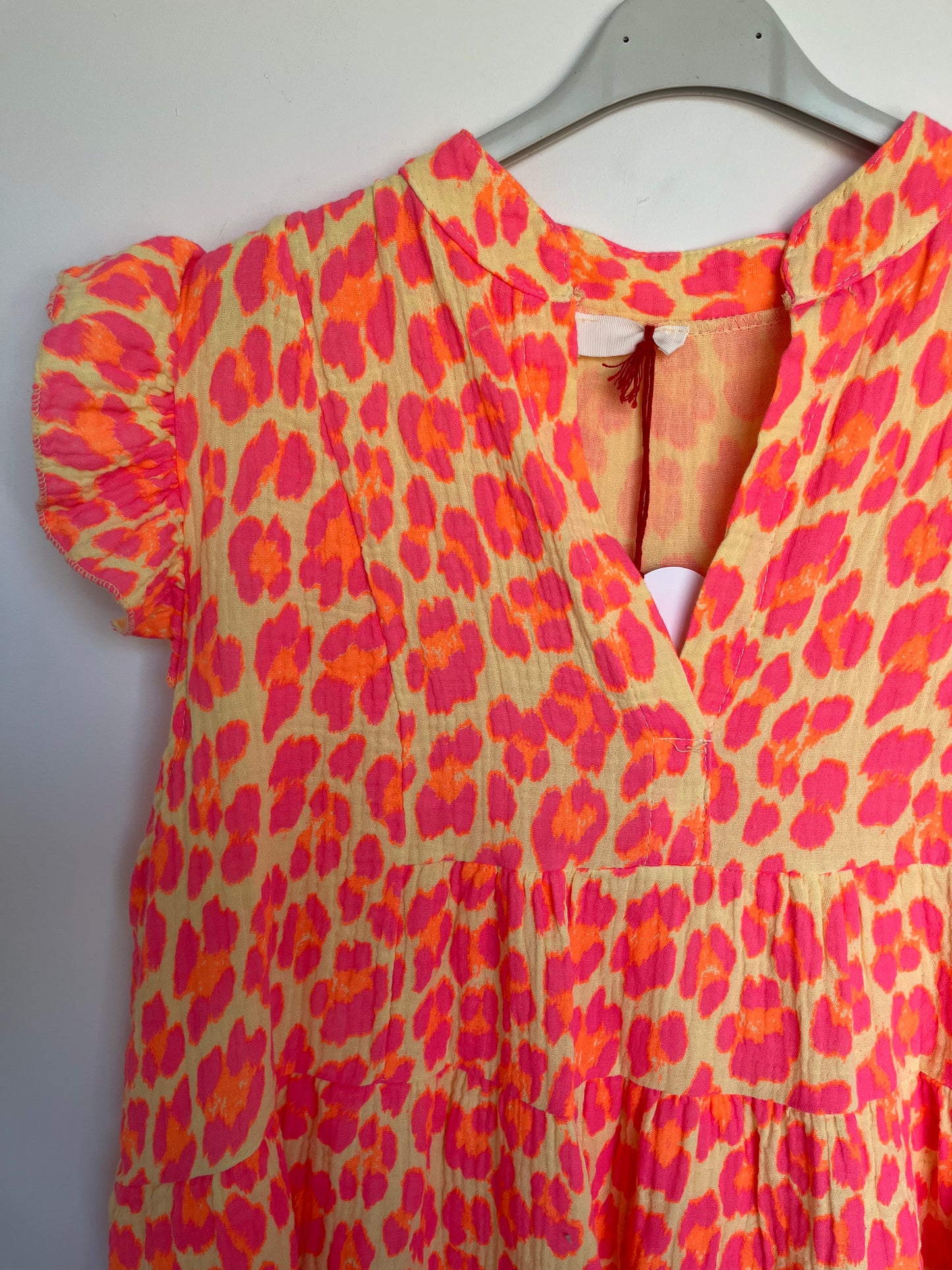 SALE Musselin Top Bluse "Linda" (Leo - gelb-pink)