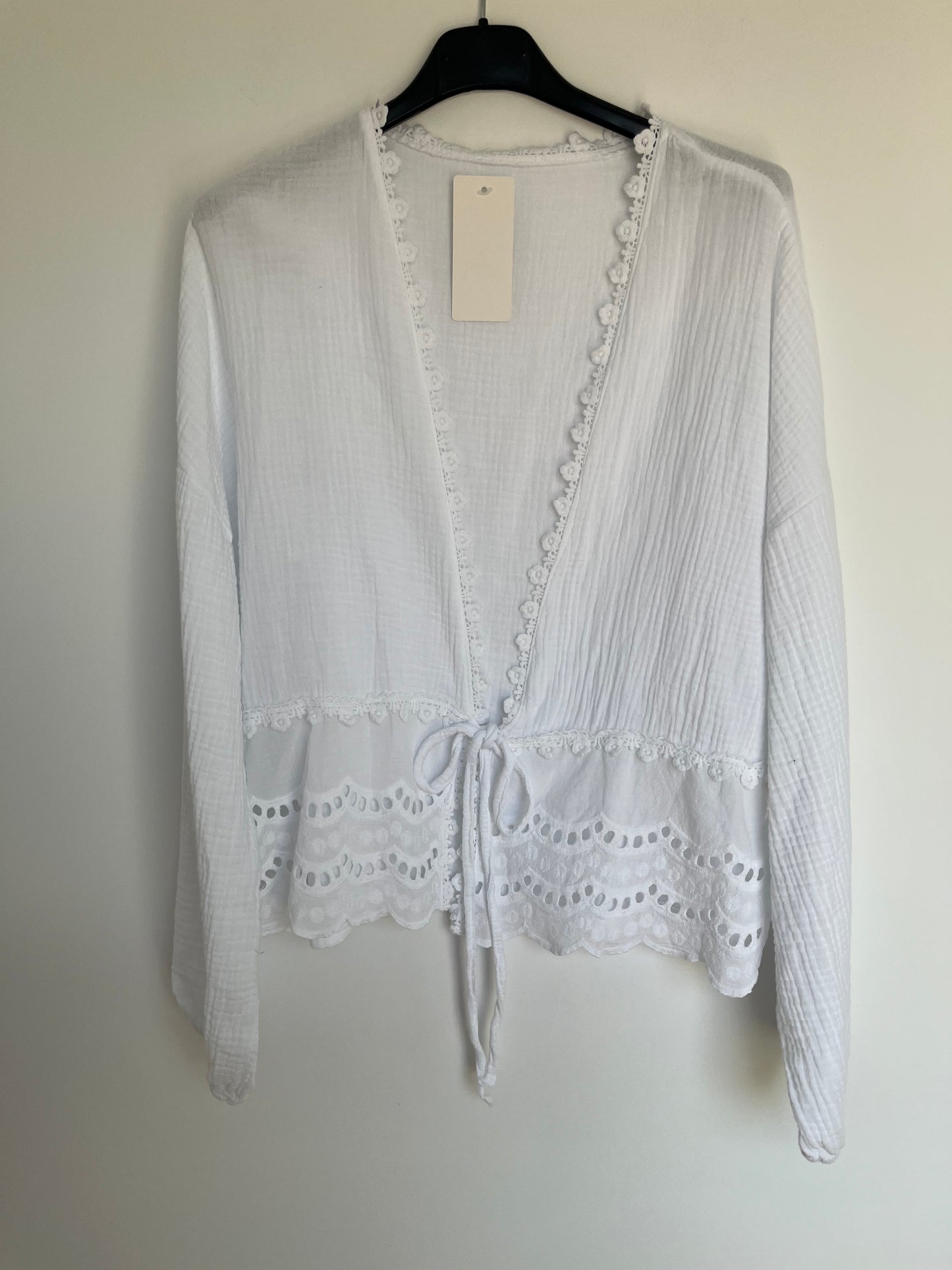 SALE Musselin Bluse "Rüschen" (weiß)
