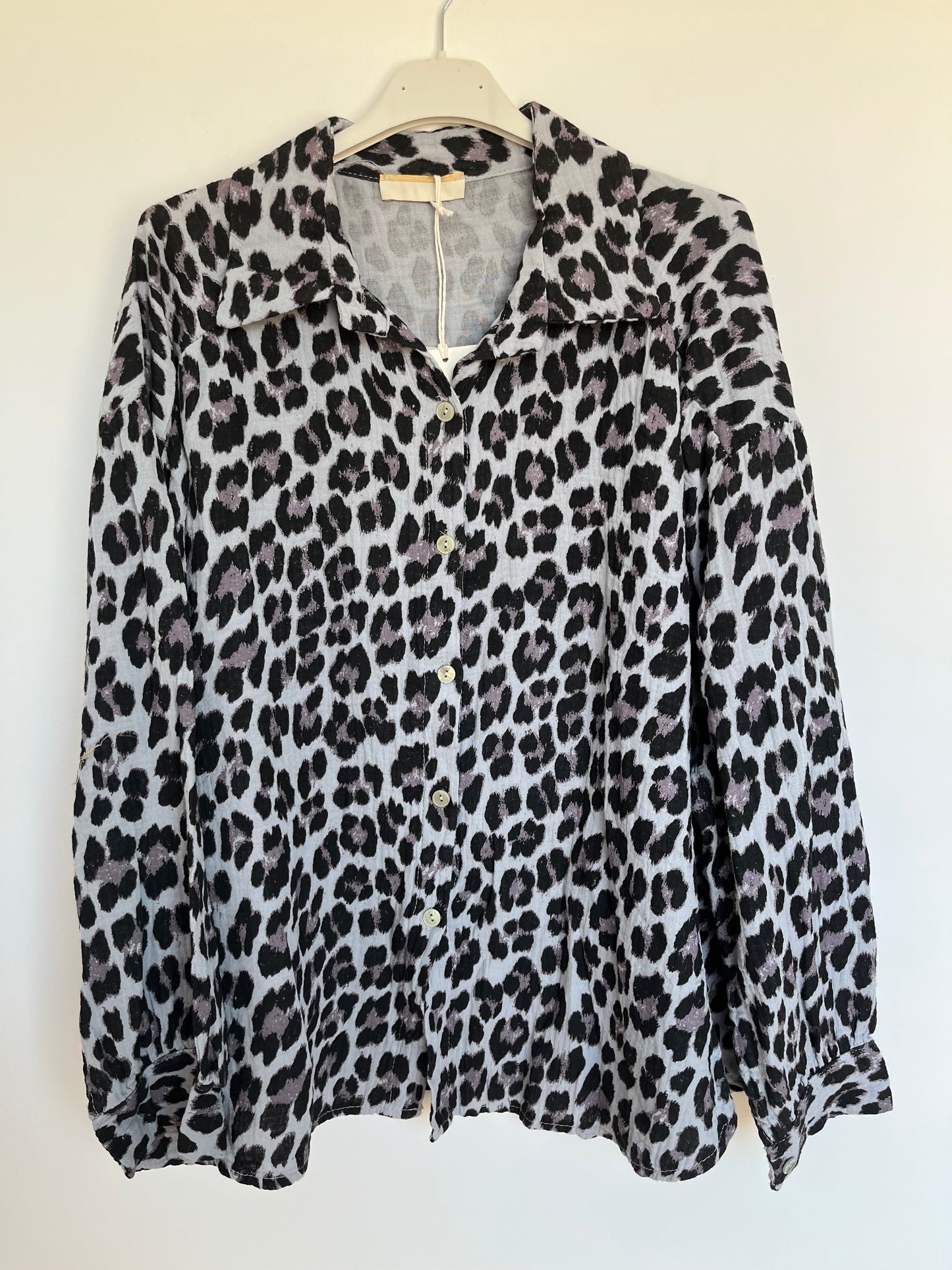 Musselin Bluse "Mia" (Leo - grau)