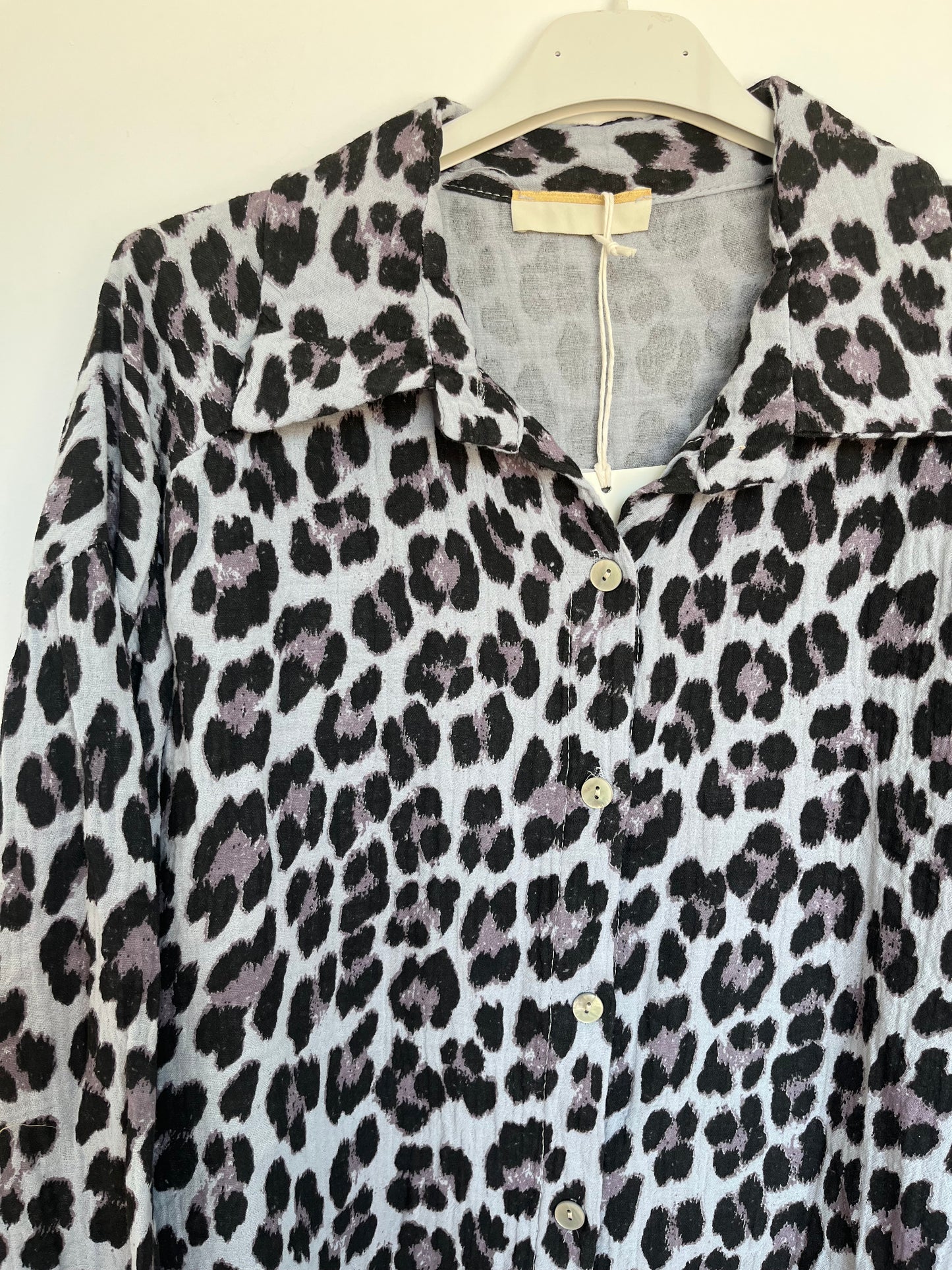 Musselin Bluse "Mia" (Leo - grau)