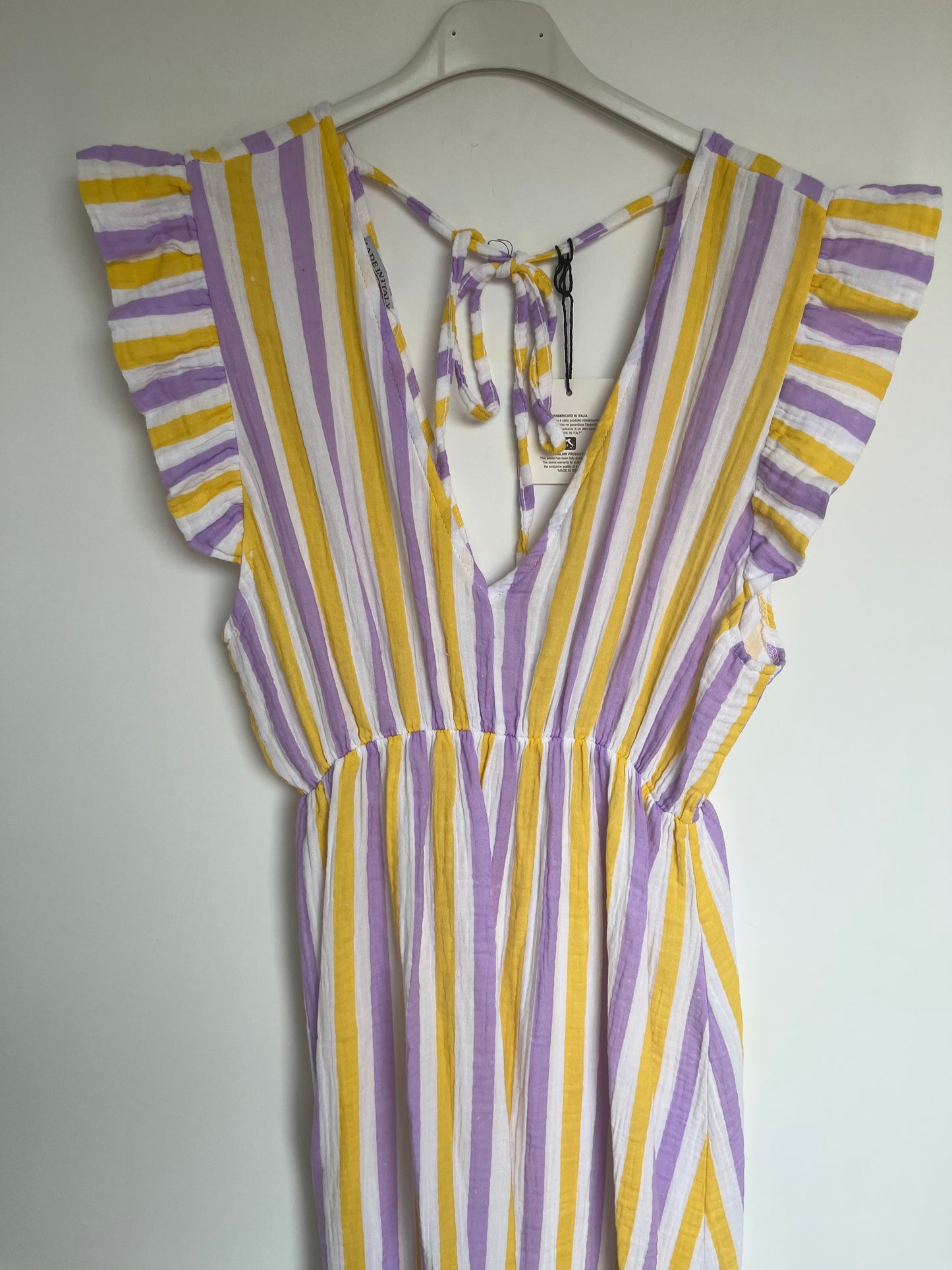 Musselin Kleid "Lena" (Streifen - gelb-lila)