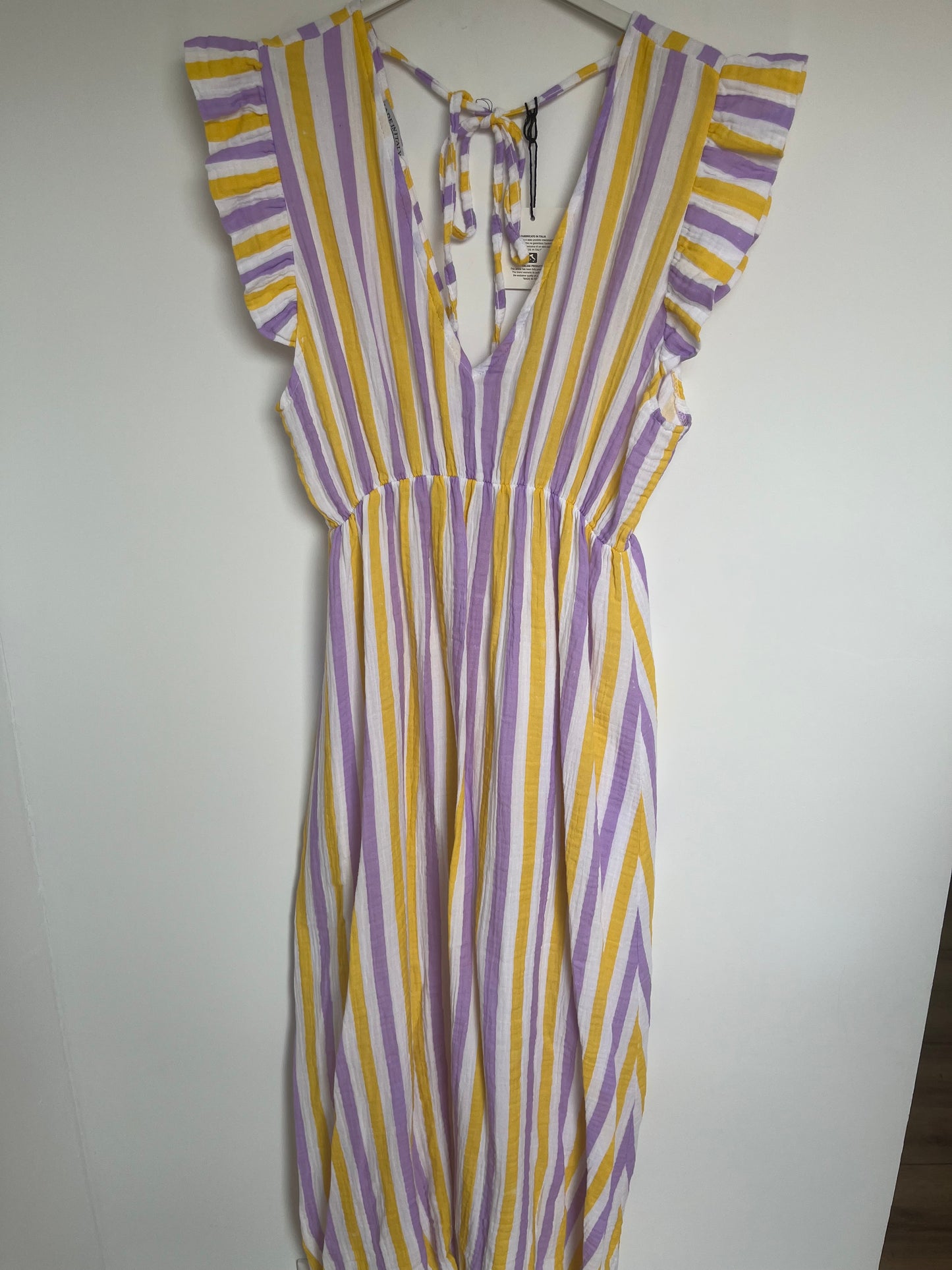 Musselin Kleid "Lena" (Streifen - gelb-lila)