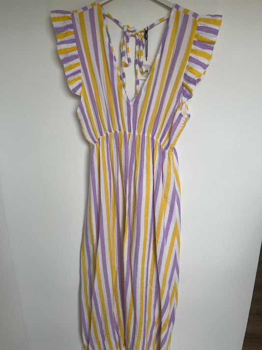 Musselin Kleid "Lena" (Streifen - gelb-lila)