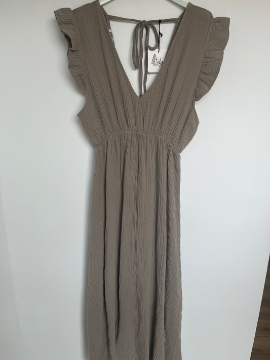 Musselin Kleid "Lena" (taupe)